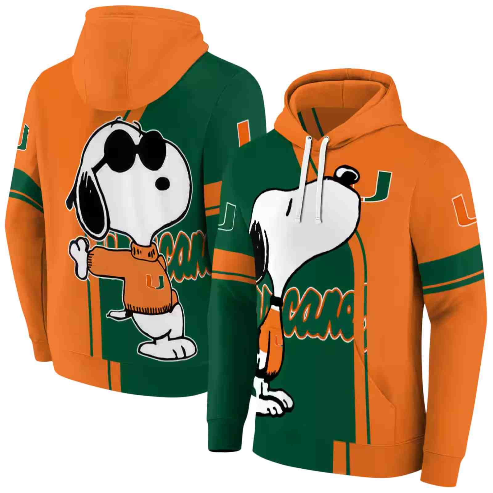 miami hurricanes playful snoopy orange hoodie fashion forward