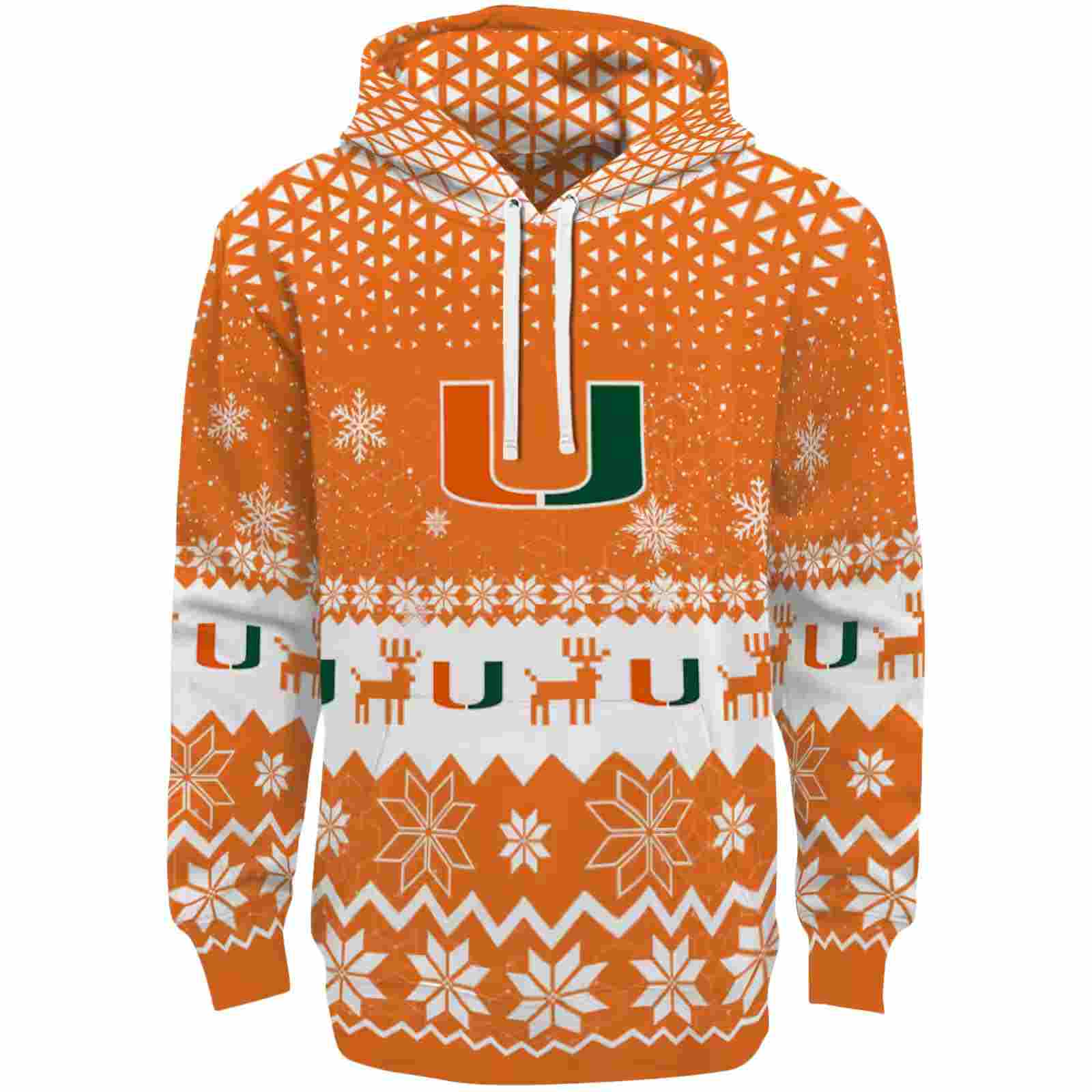 Miami Hurricanes Reindeer Motif Orange Hoodie