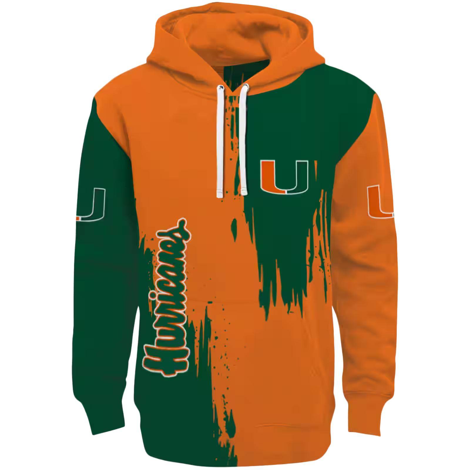 Miami Hurricanes Splatter Effect Orange Hoodie