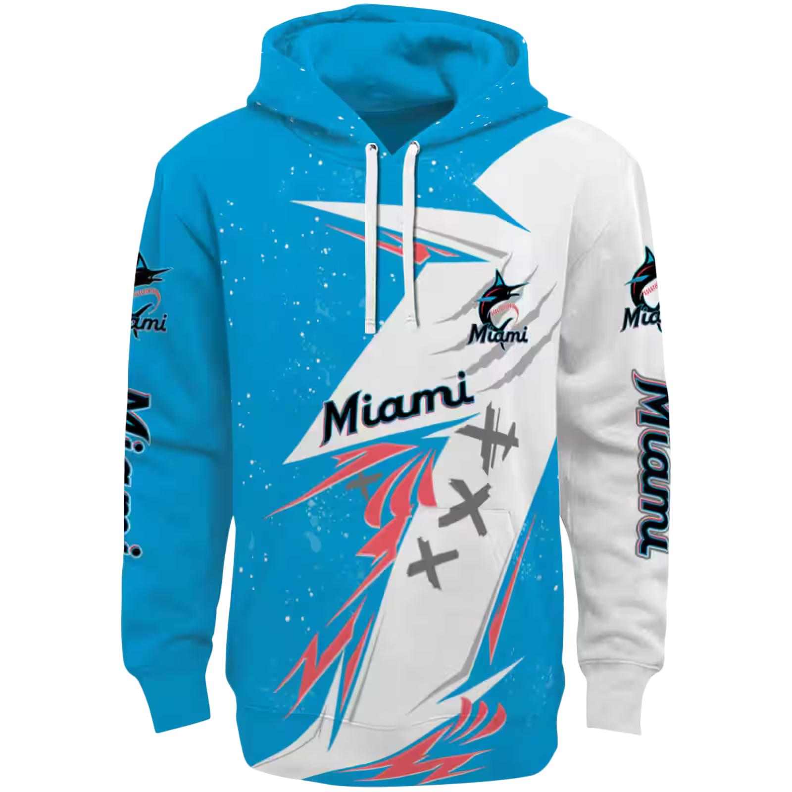 Miami Marlins Dynamic Slash Blue White Hoodie