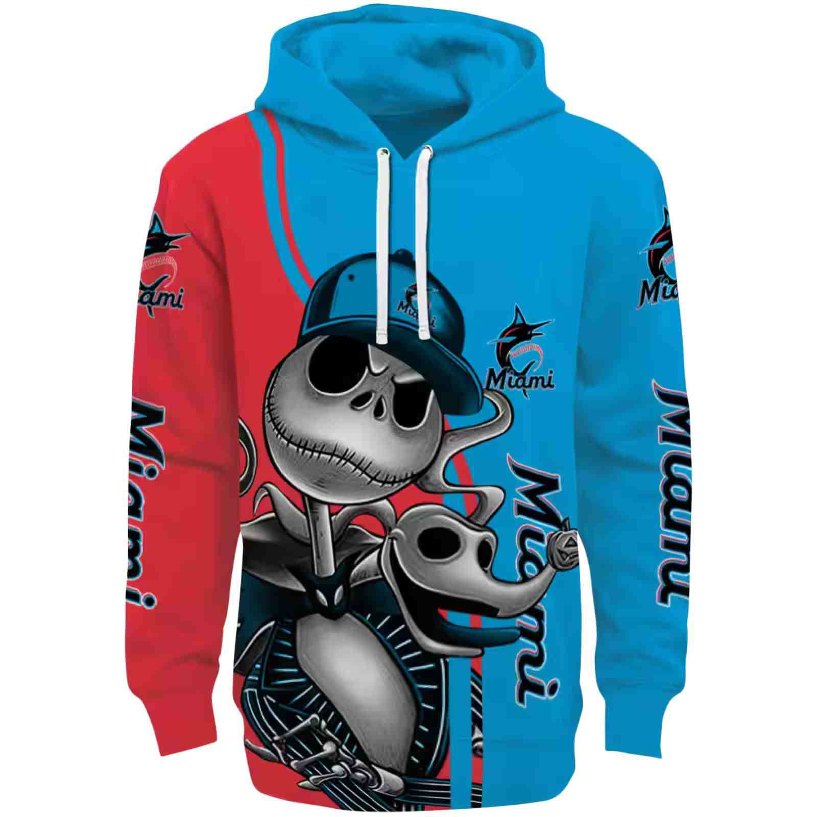 Miami Marlins Jack Skellington Blue Hoodie