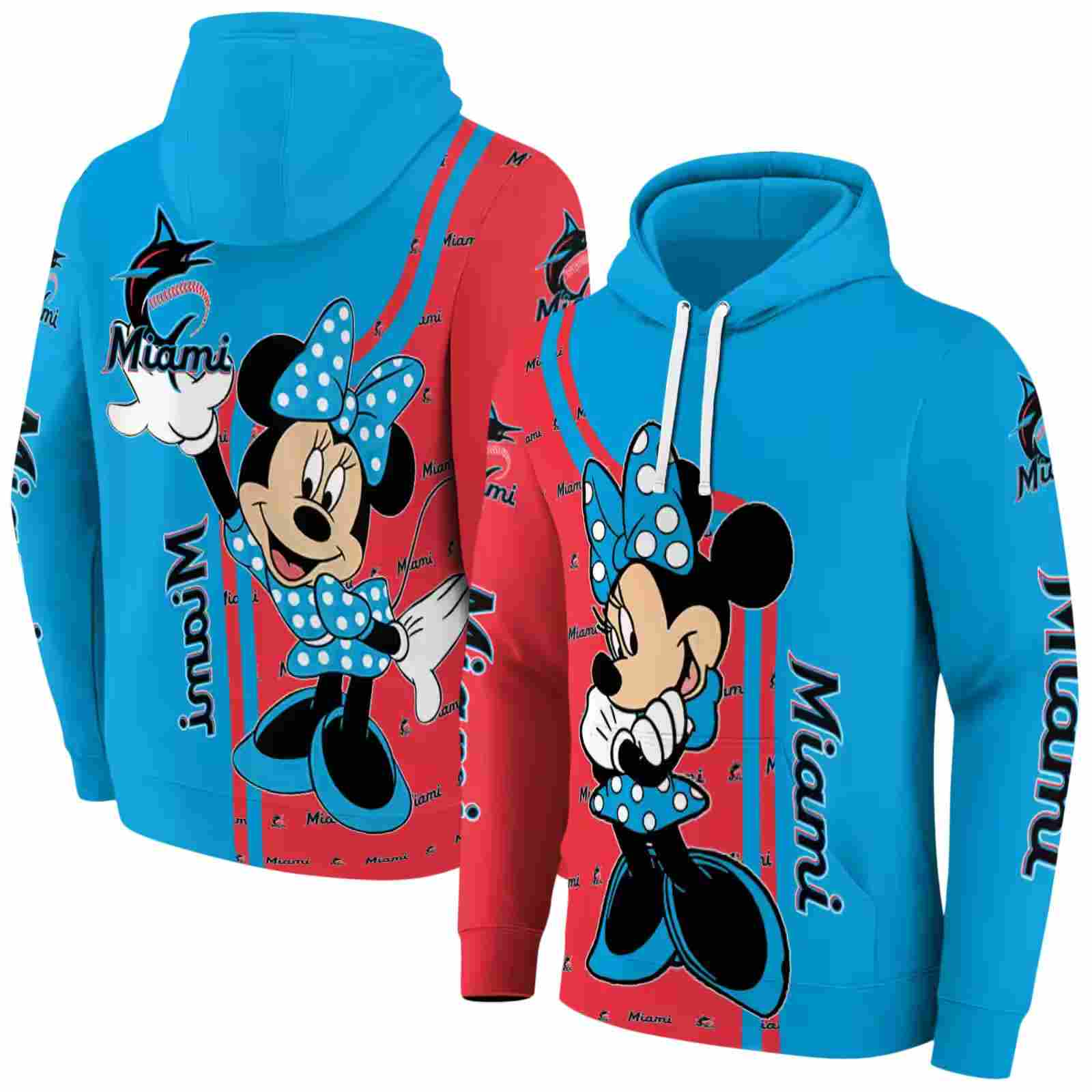 miami marlins minnie mouse blue hoodie fashion forward