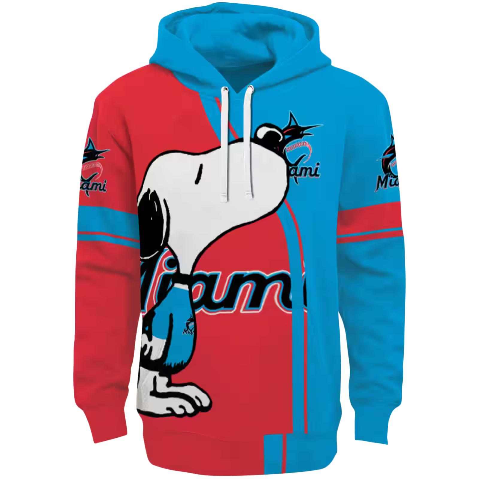 Miami Marlins Playful Snoopy Blue Hoodie