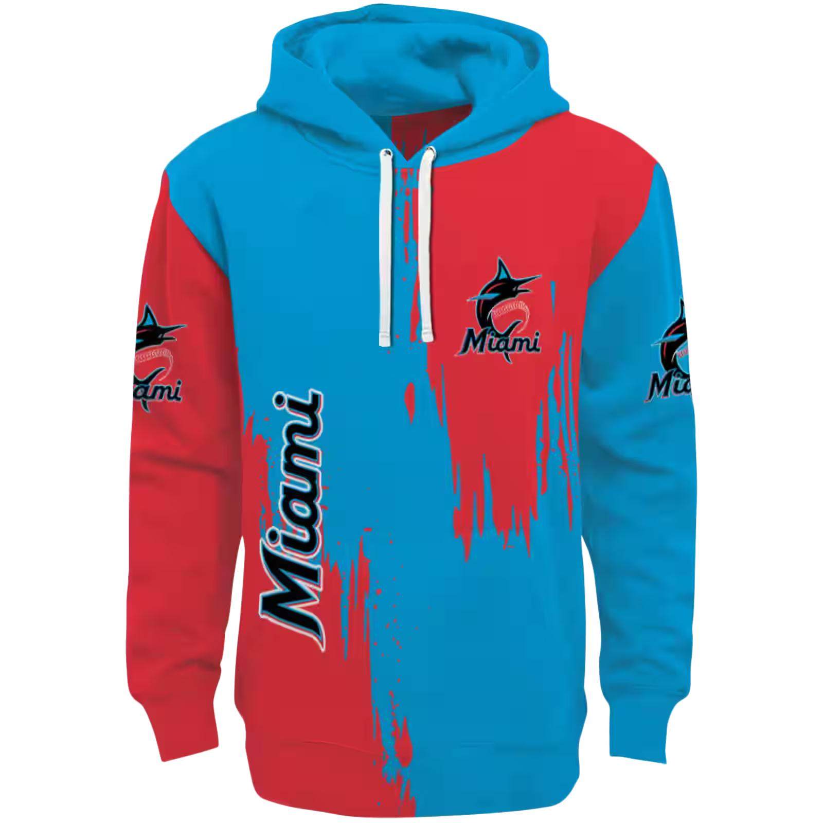 Miami Marlins Splatter Effect Blue Hoodie