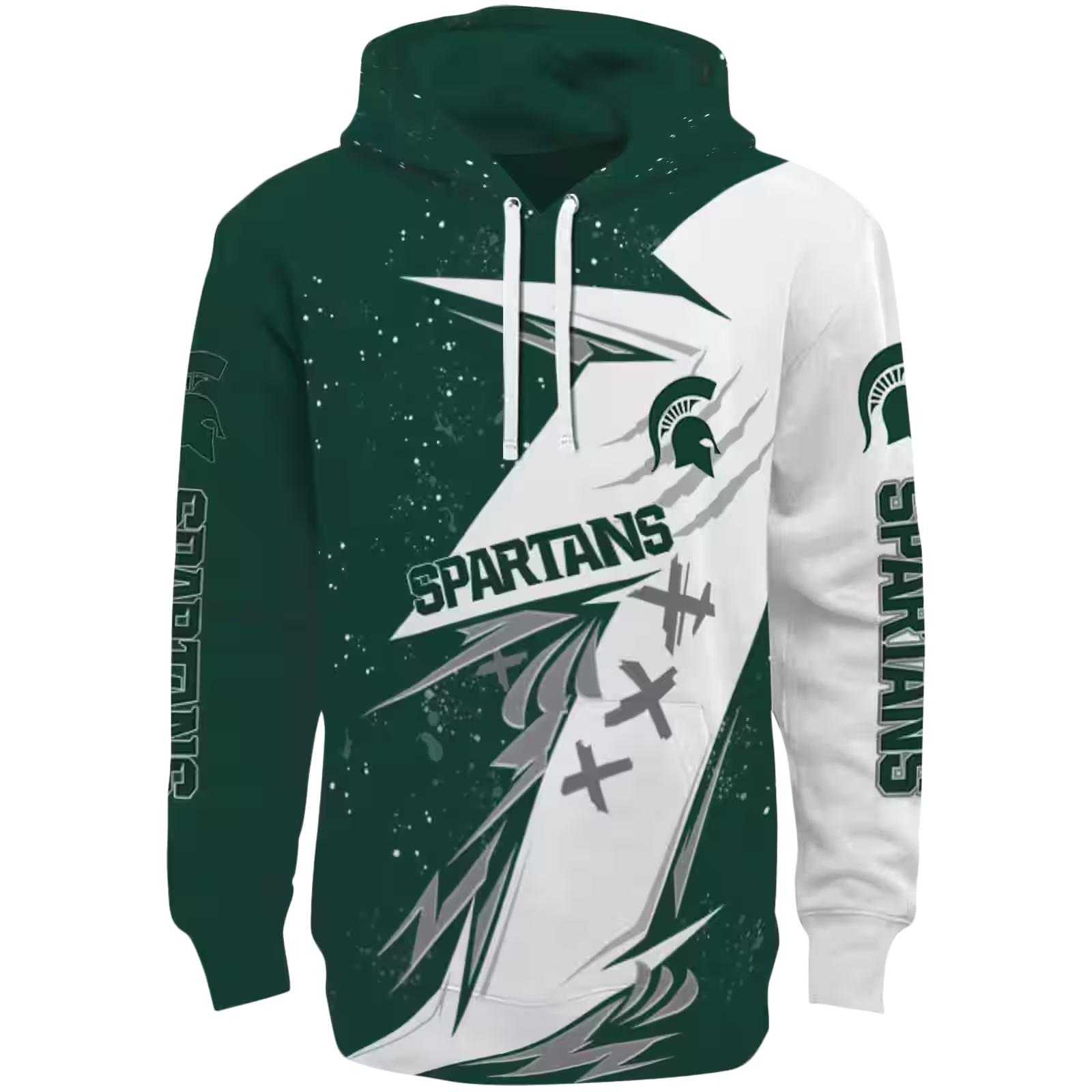 Michigan State Spartans Dynamic Slash Green White Hoodie