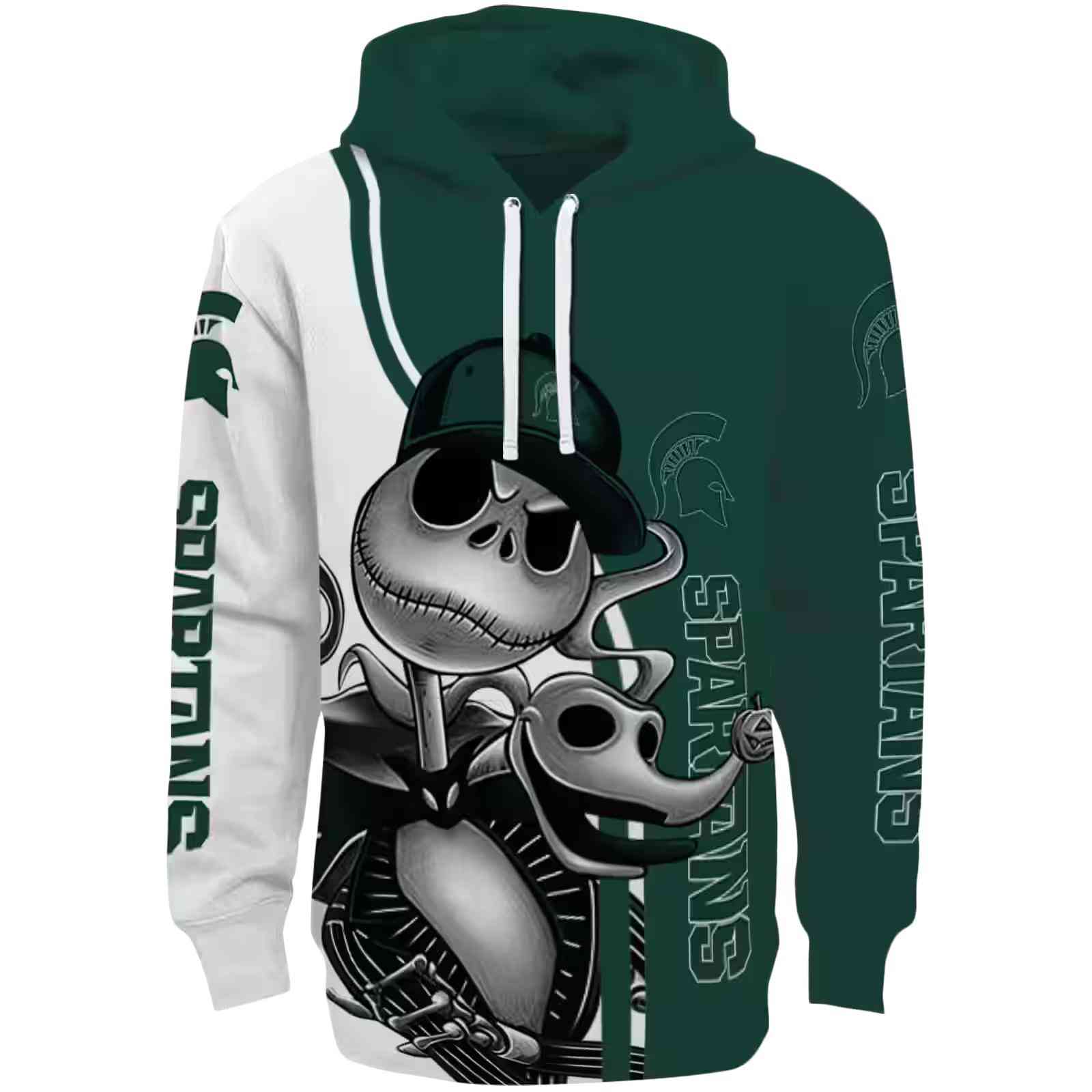 Michigan State Spartans Jack Skellington Green Hoodie