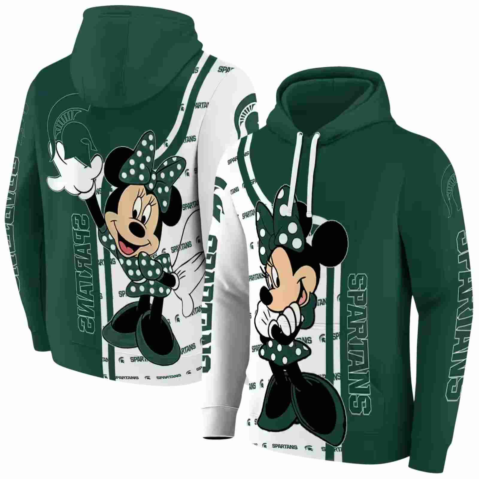 michigan state spartans minnie mouse green hoodie fashion forward