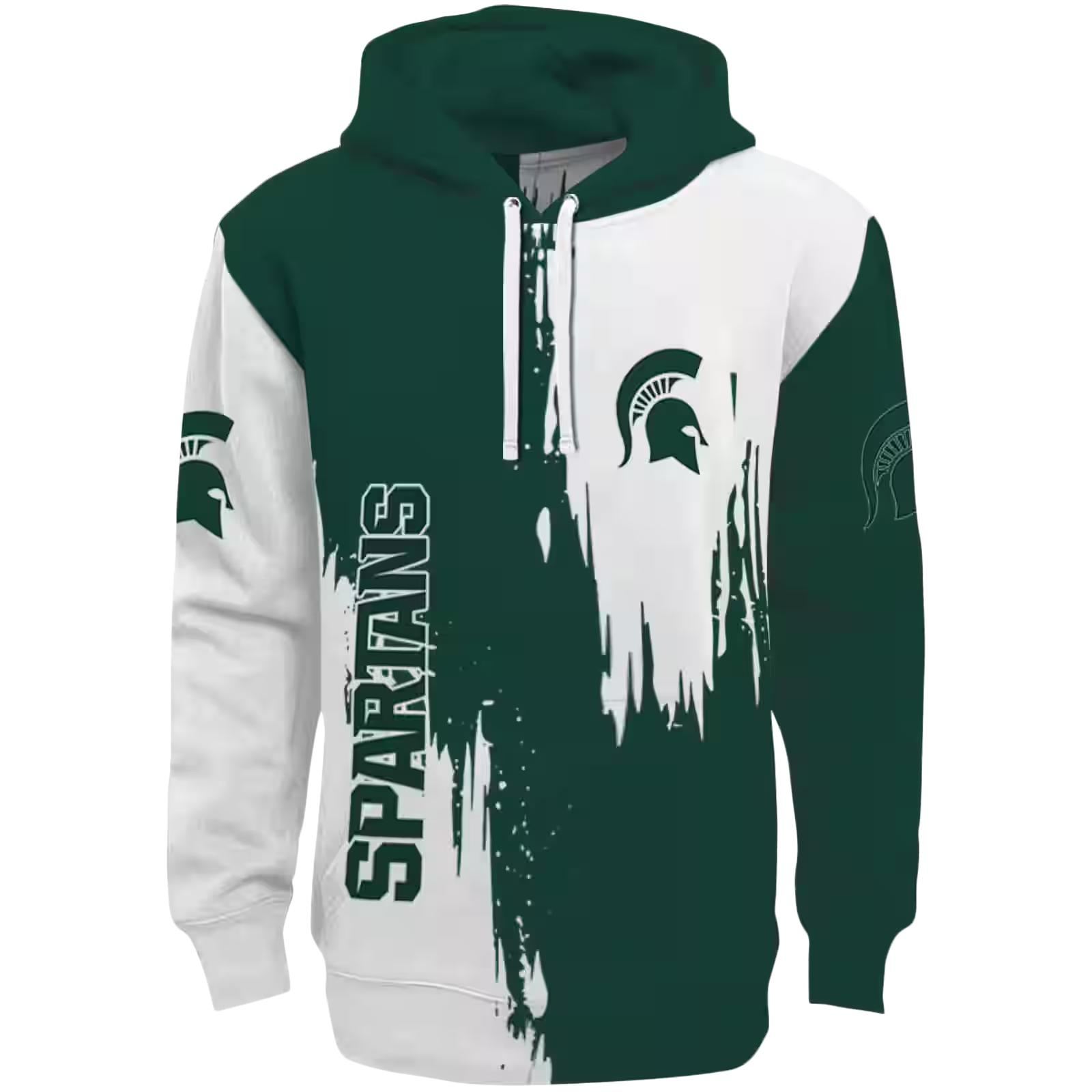 Michigan State Spartans Splatter Effect Green Hoodie