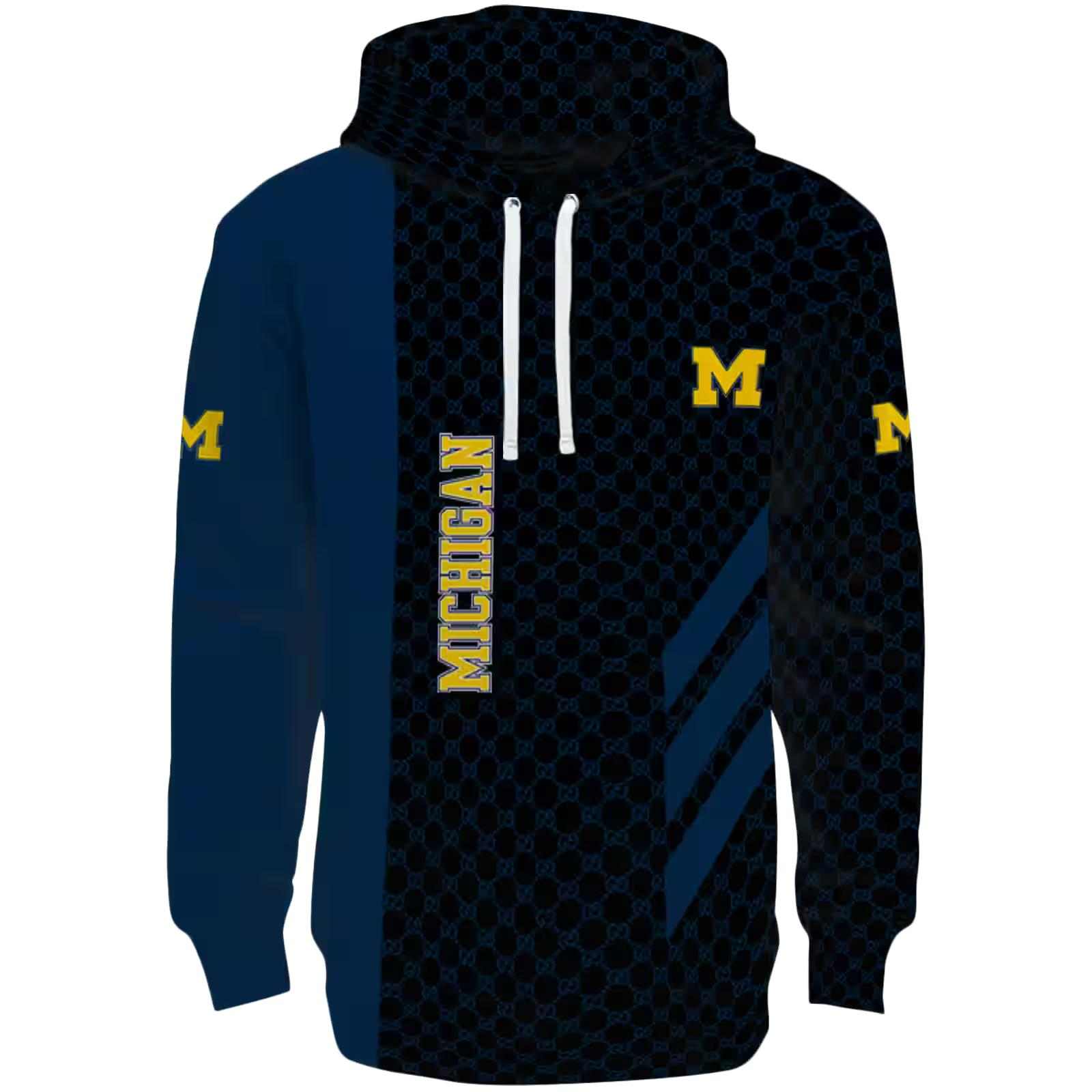 Michigan Wolverines Monogram Pattern Blue Hoodie