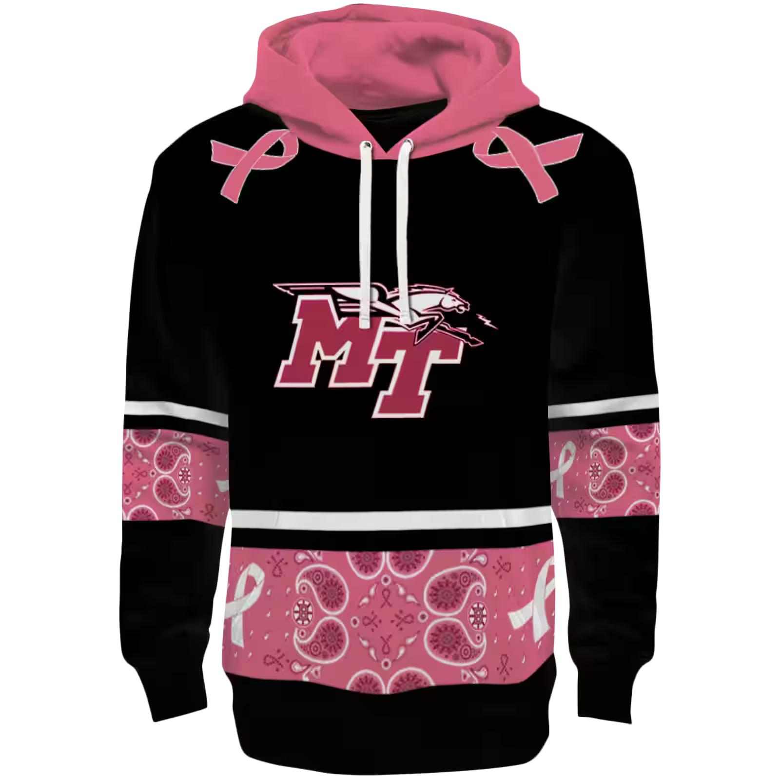 Middle Tennessee Blue Raiders Awareness Ribbon Black Pink Hoodie