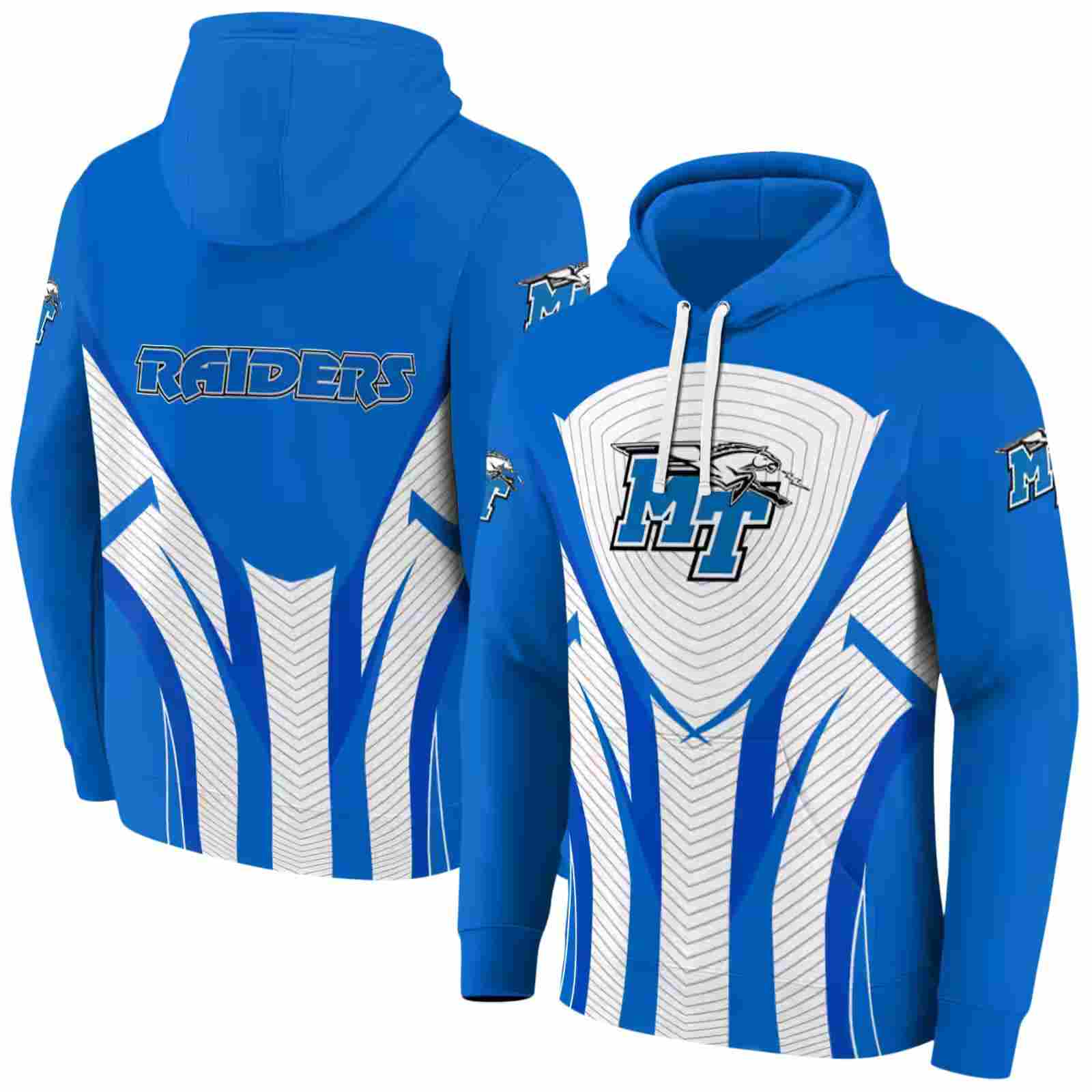 middle tennessee blue raiders concentric lines blue black hoodie fashion forward