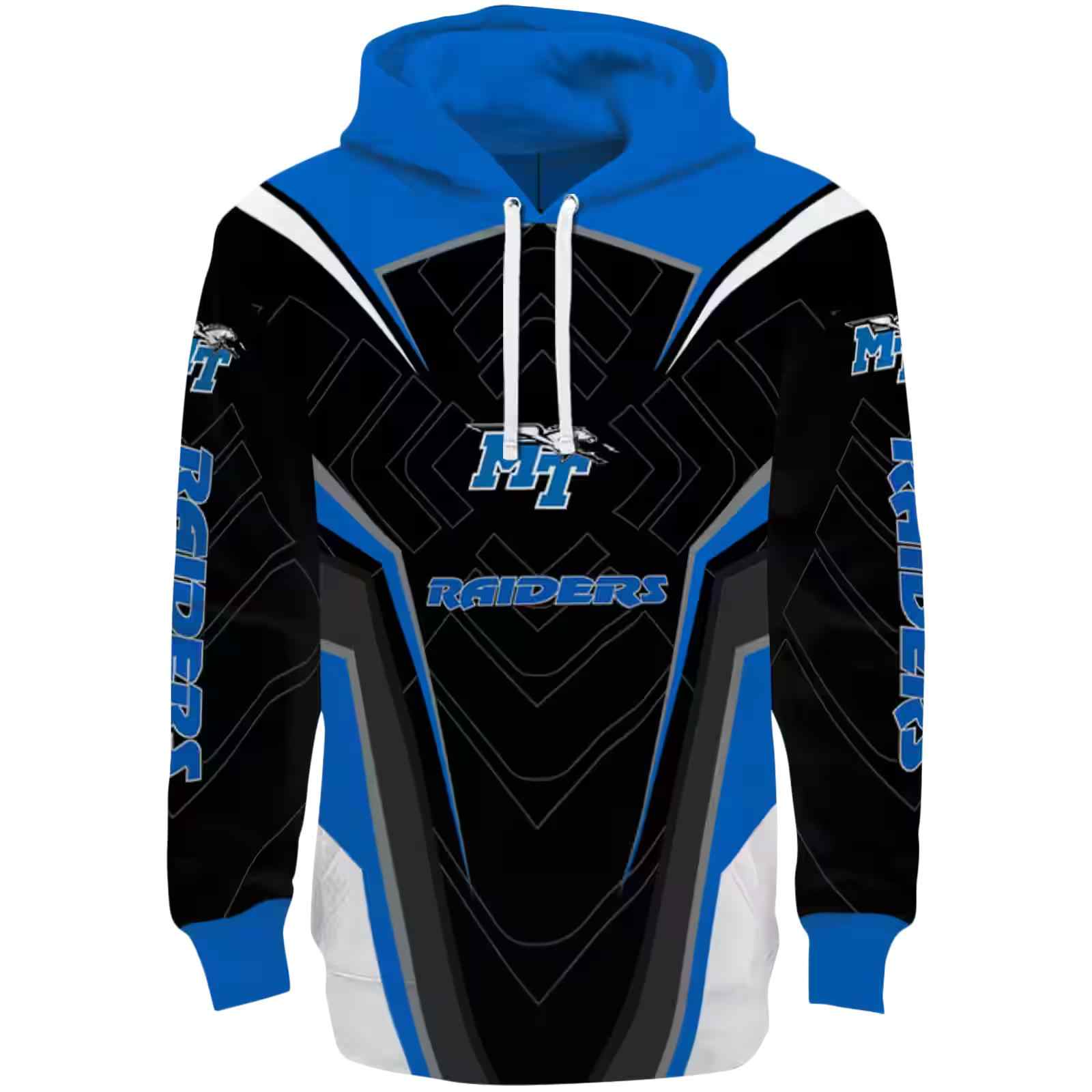 Middle Tennessee Blue Raiders Futuristic Pattern Blue Black Hoodie