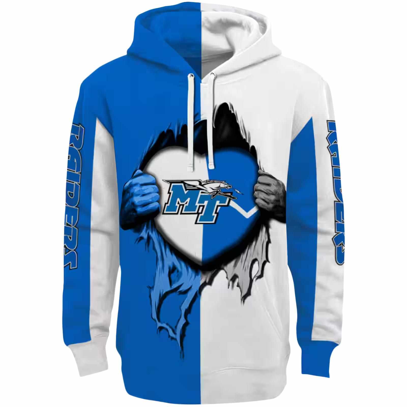 Middle Tennessee Blue Raiders Heartbeat Graphic Blue Hoodie