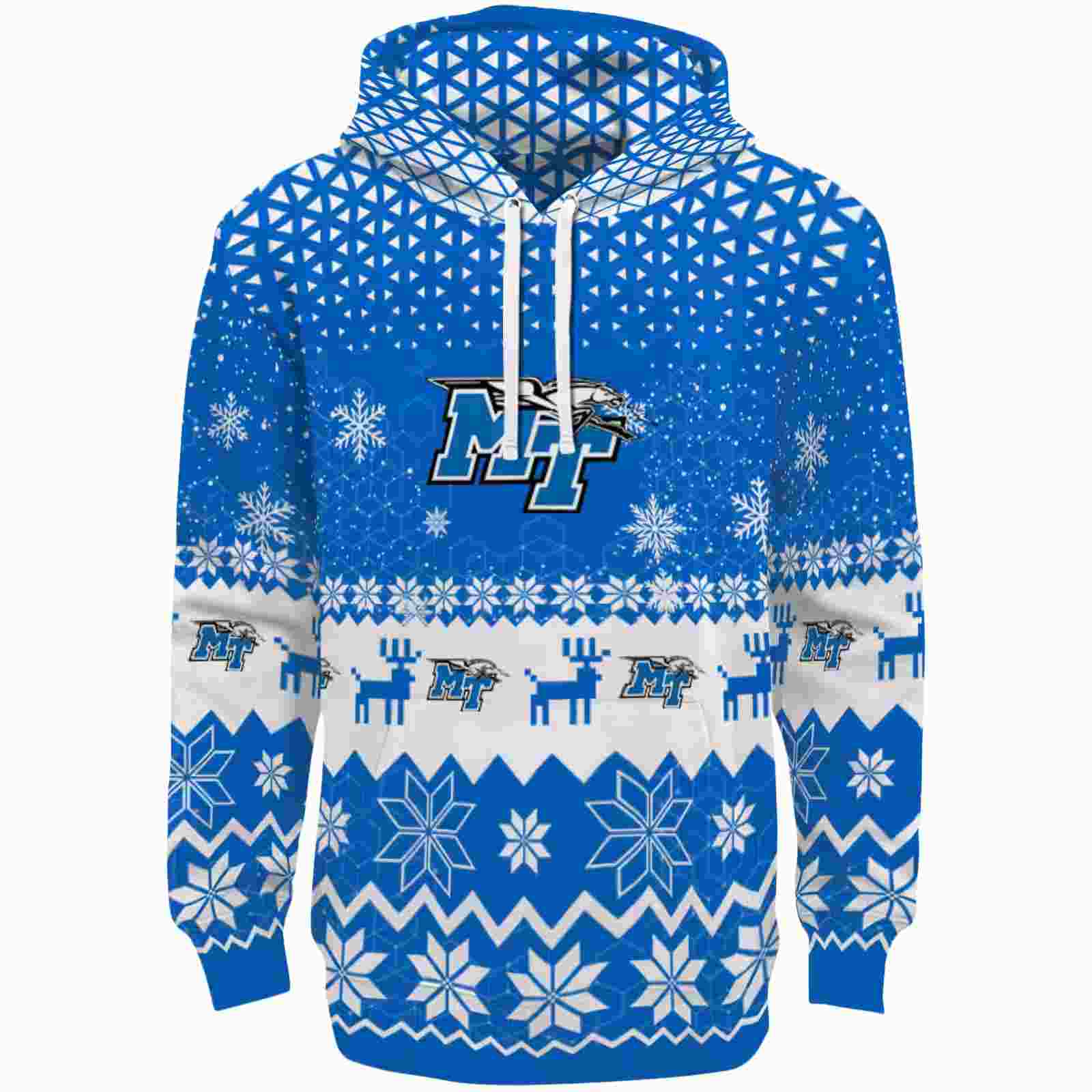 Middle Tennessee Blue Raiders Reindeer Motif Blue Hoodie