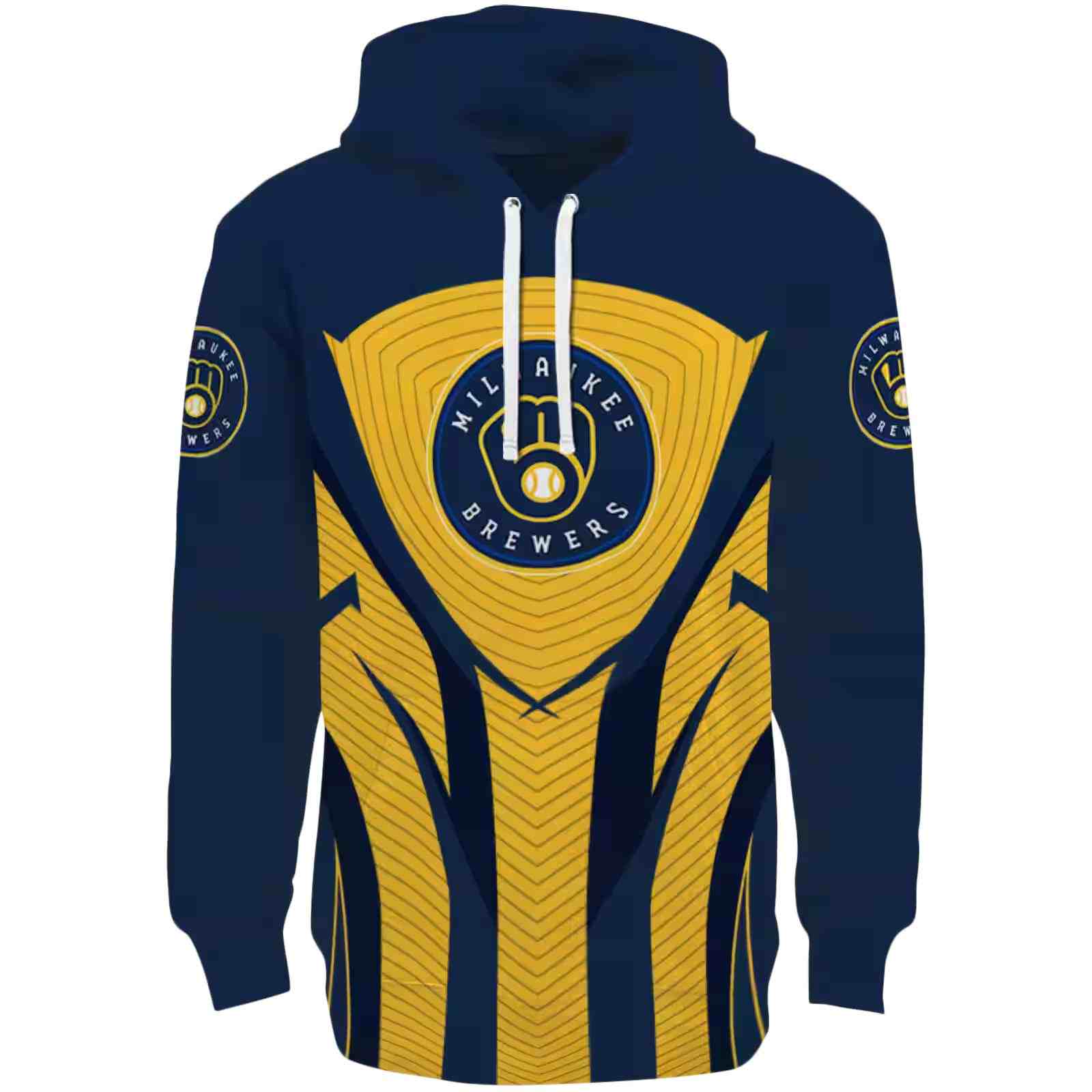 Milwaukee Brewers Concentric Lines Navy Blue Black Hoodie