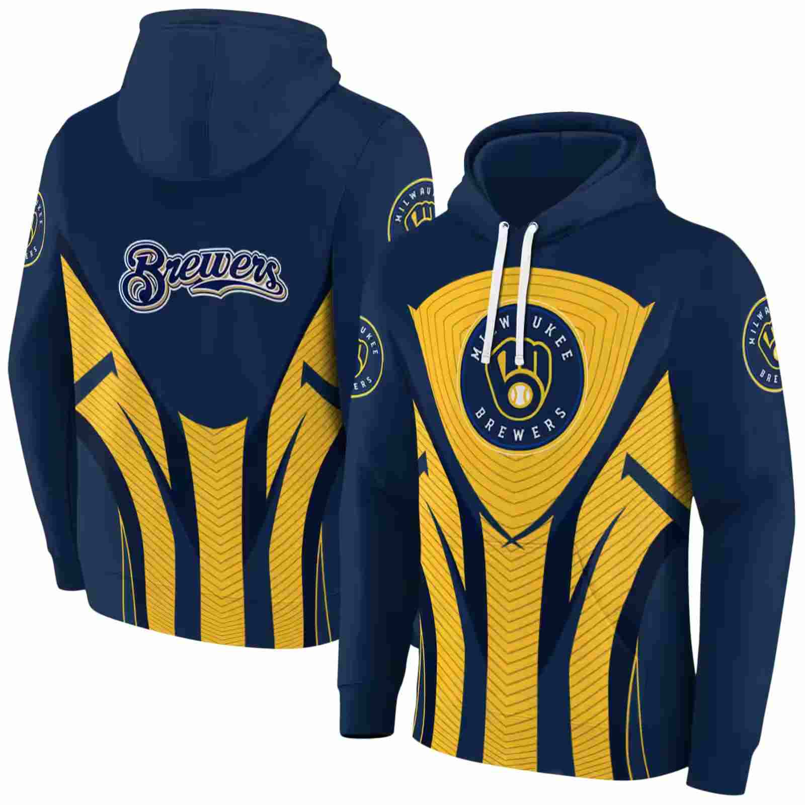 milwaukee brewers concentric lines navy blue black hoodie fashion forward