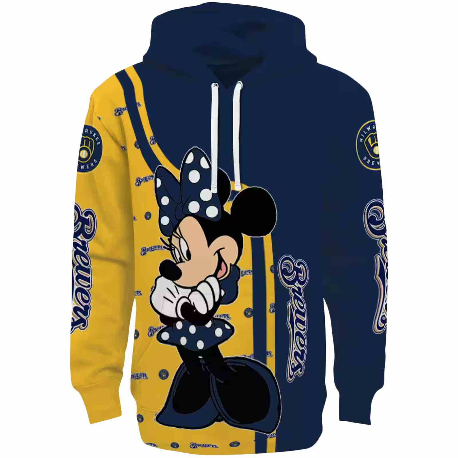 Milwaukee Brewers Minnie Mouse Navy Blue Hoodie