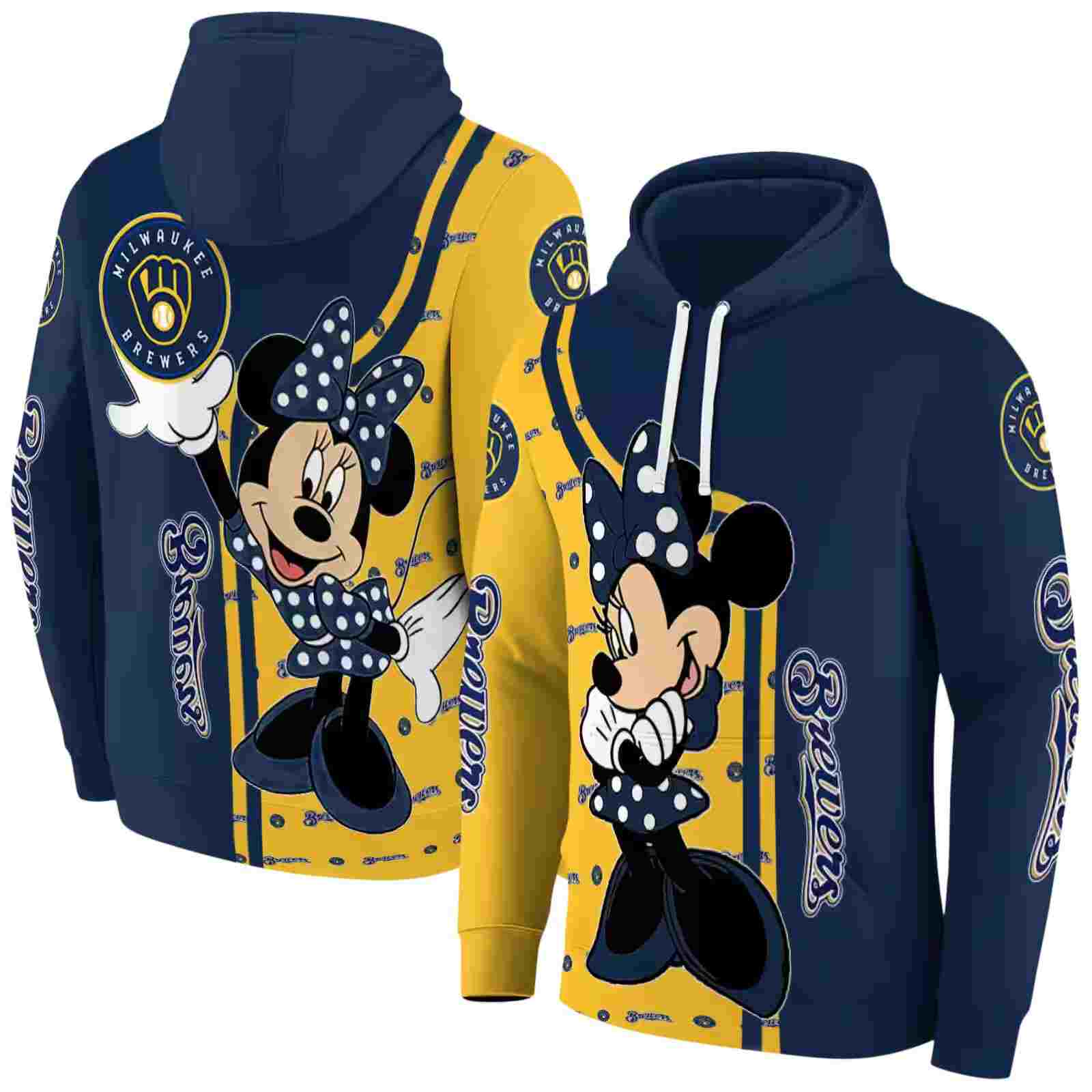 milwaukee brewers minnie mouse navy blue hoodie fashion forward