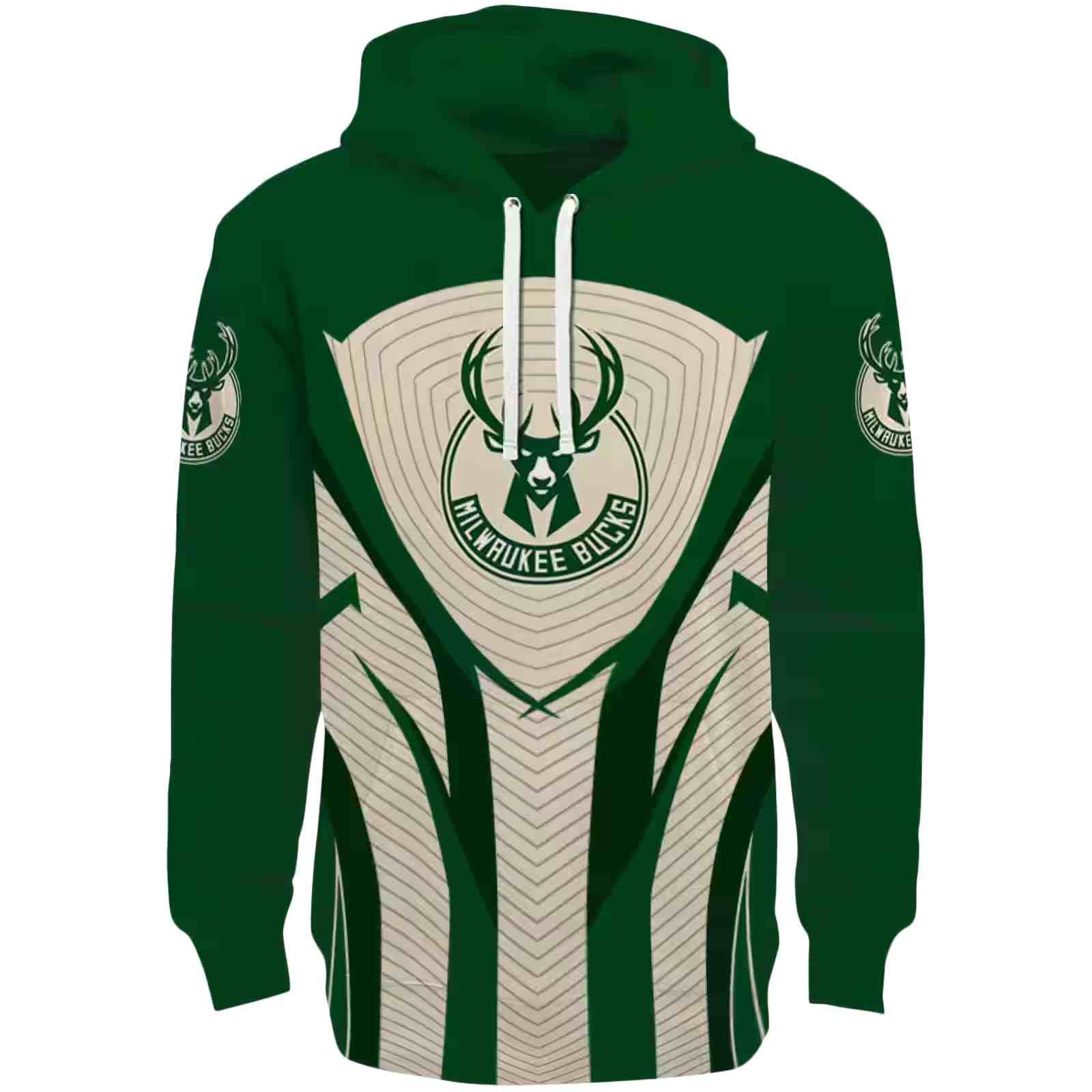 Milwaukee Bucks Concentric Lines Green Black Hoodie