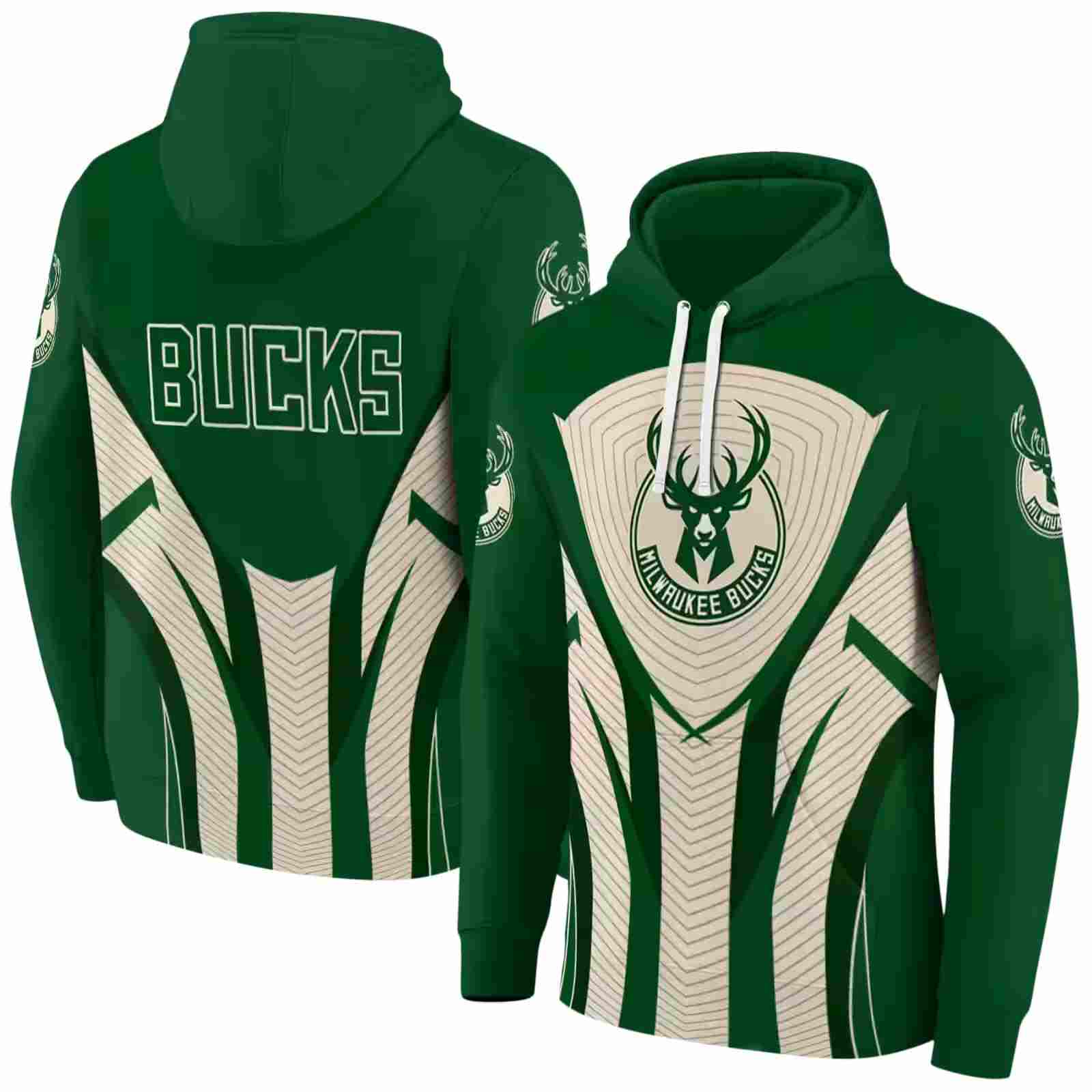 milwaukee bucks concentric lines green black hoodie fashion forward