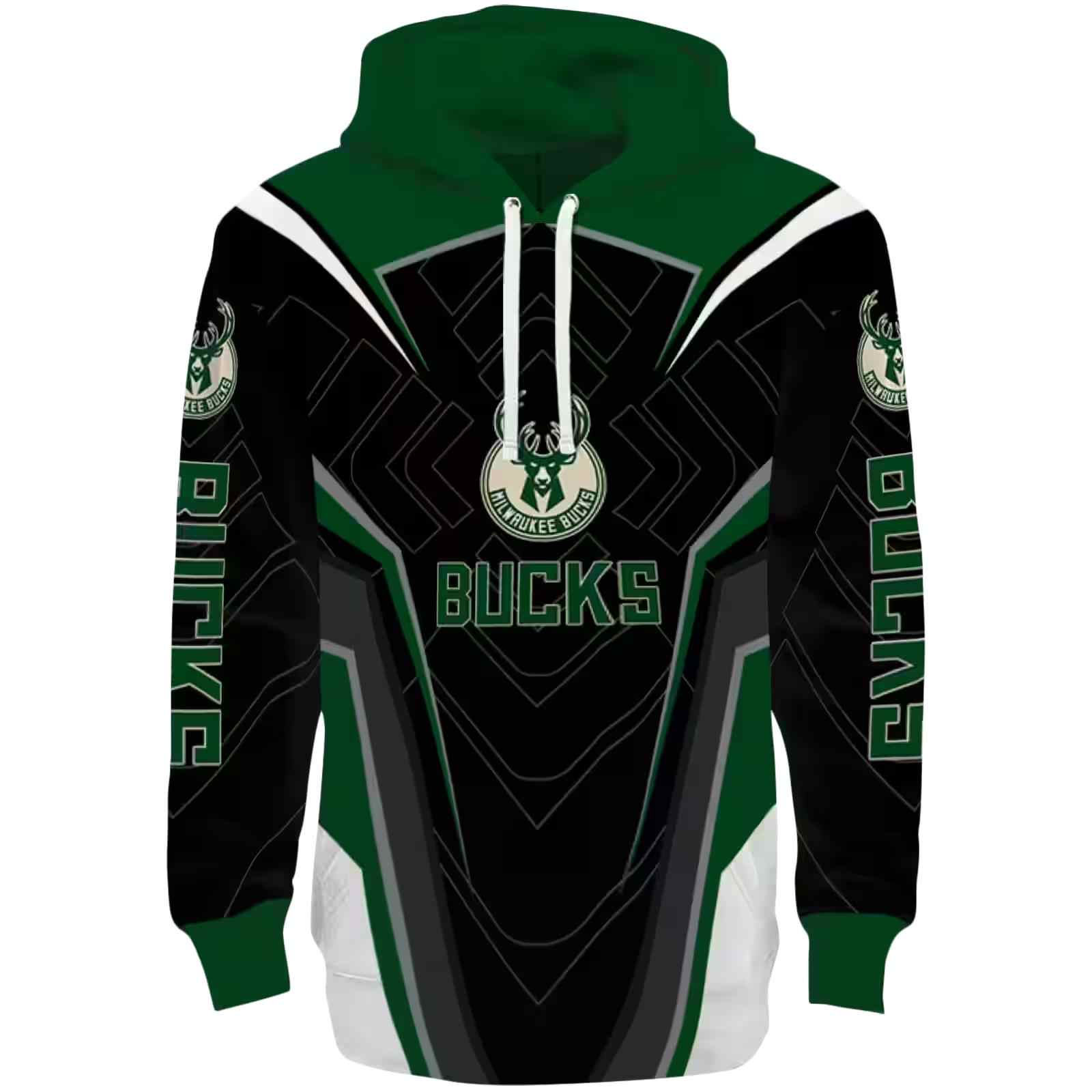 Milwaukee Bucks Futuristic Pattern Green Black Hoodie