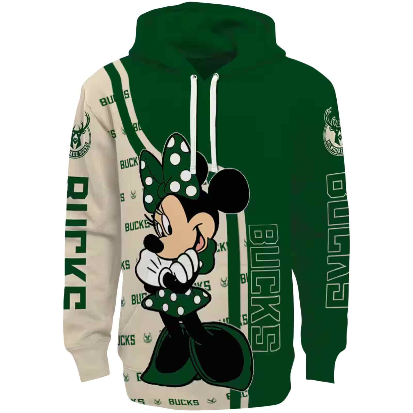 Milwaukee Bucks Minnie Mouse Green Hoodie