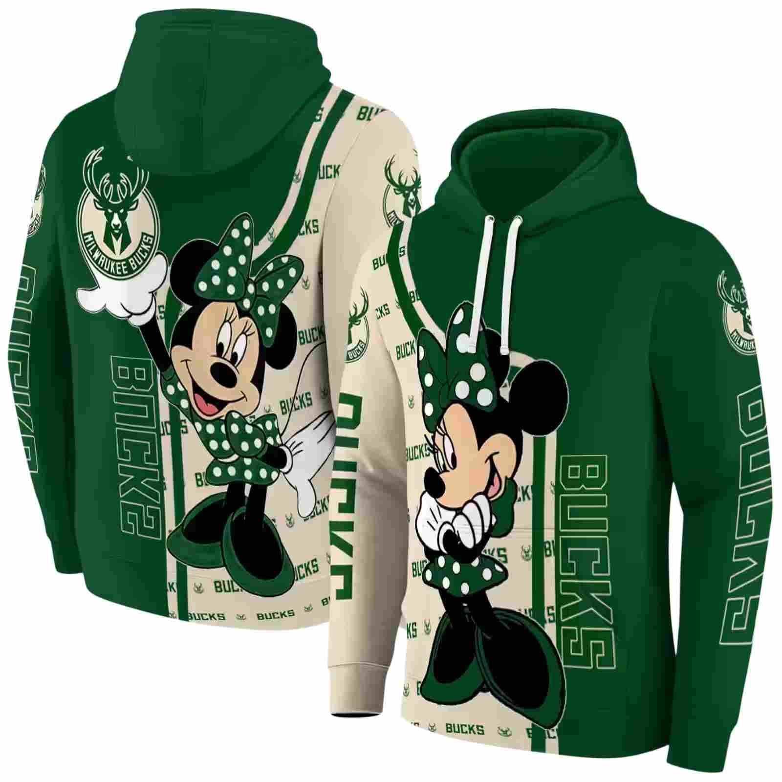 milwaukee bucks minnie mouse green hoodie fashion forward