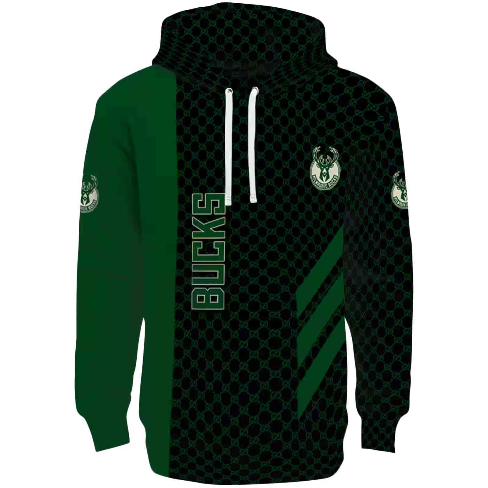 Milwaukee Bucks Monogram Pattern Green Hoodie