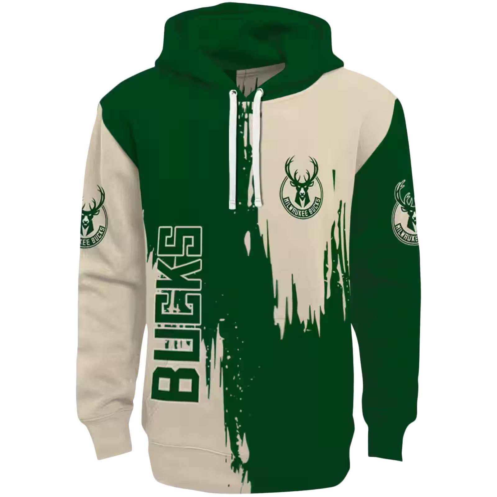 Milwaukee Bucks Splatter Effect Green Hoodie