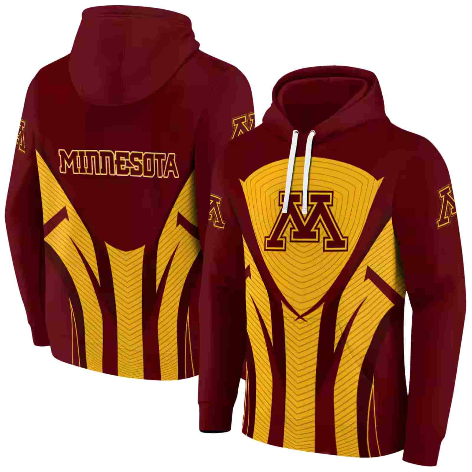 minnesota golden gophers concentric lines maroon black hoodie fashion forward
