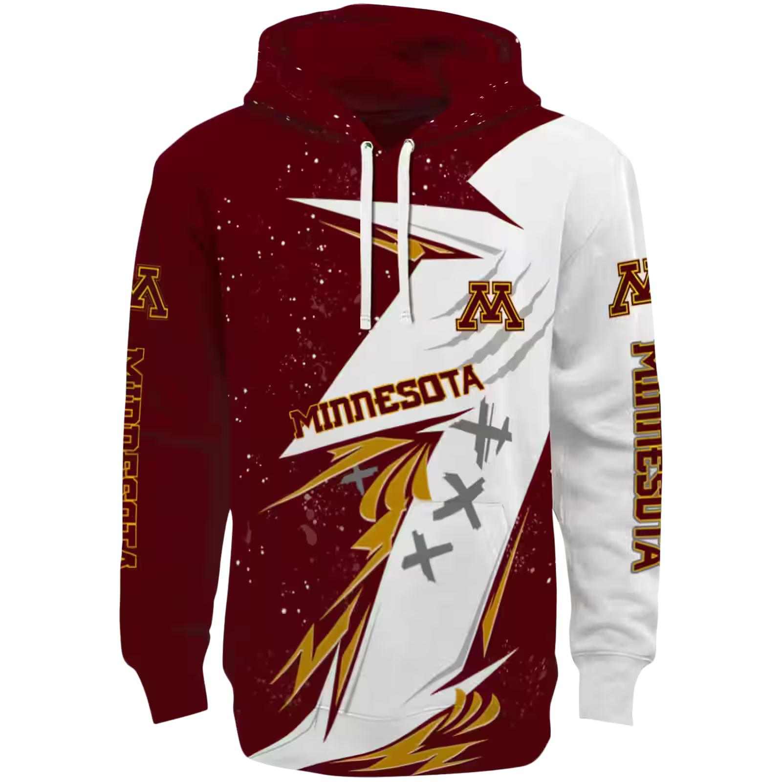 Minnesota Golden Gophers Dynamic Slash Maroon White Hoodie