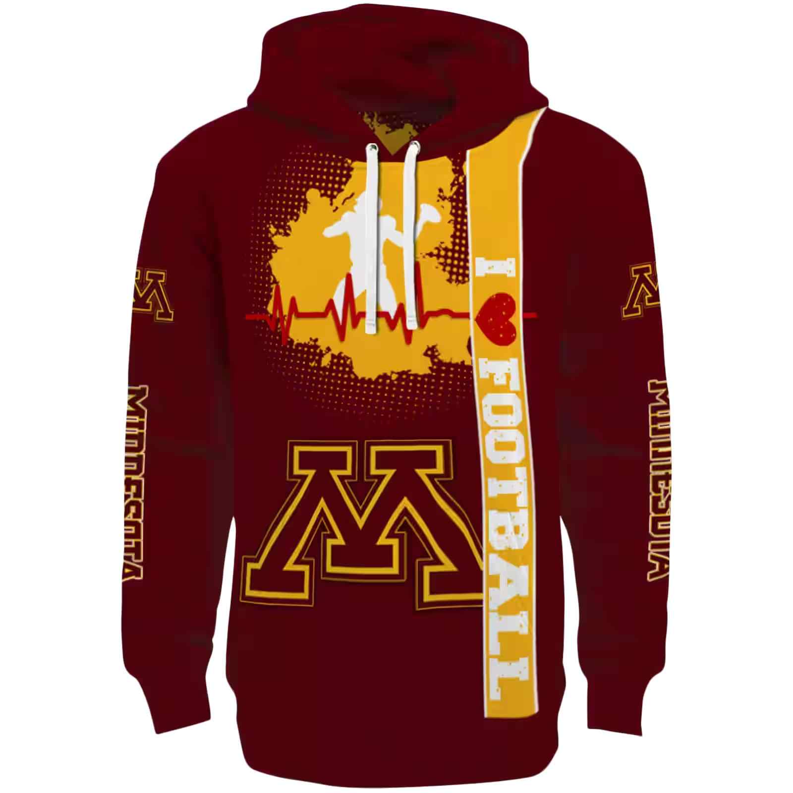 Minnesota Golden Gophers Football Heartbeat Maroon Hoodie