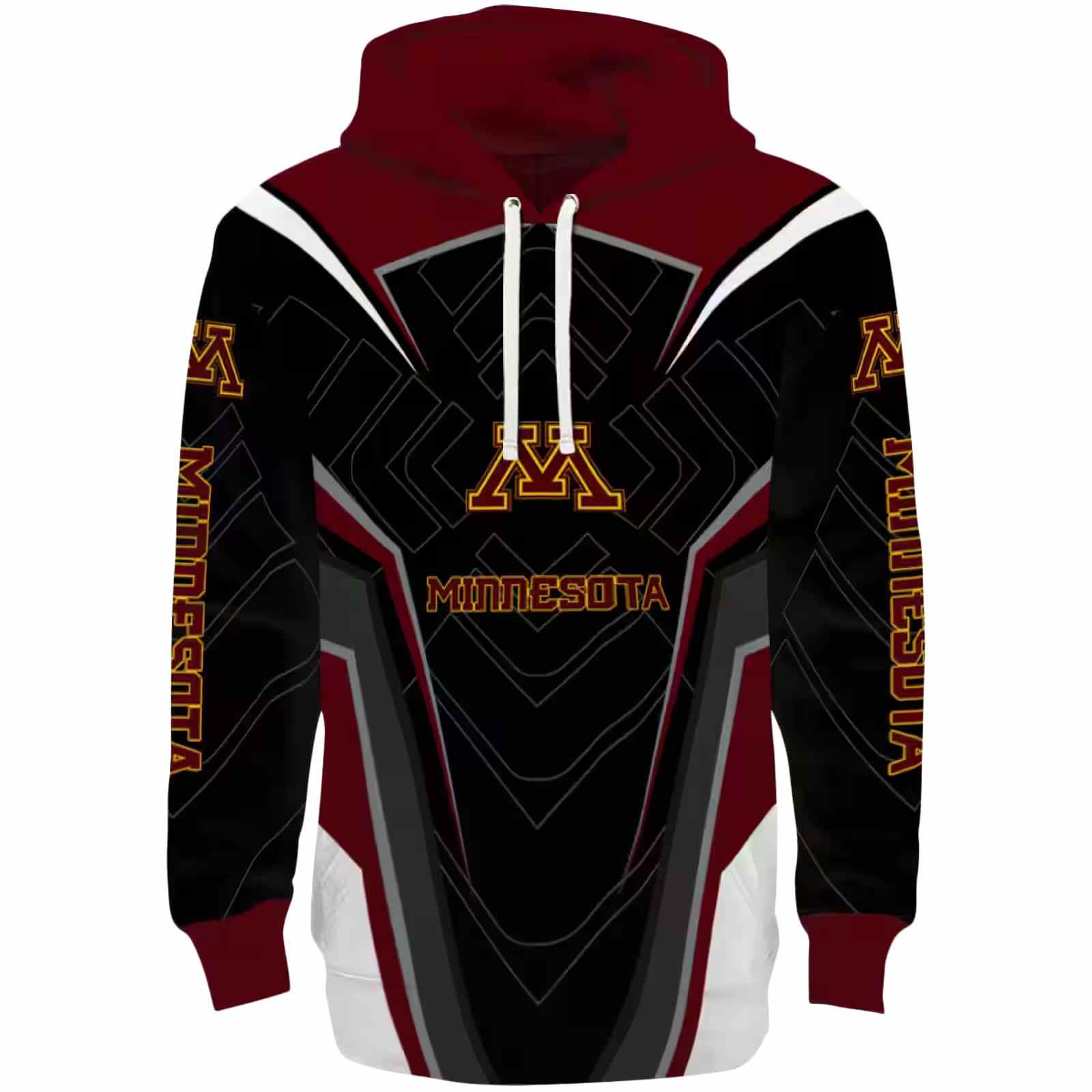 Minnesota Golden Gophers Futuristic Pattern Maroon Black Hoodie