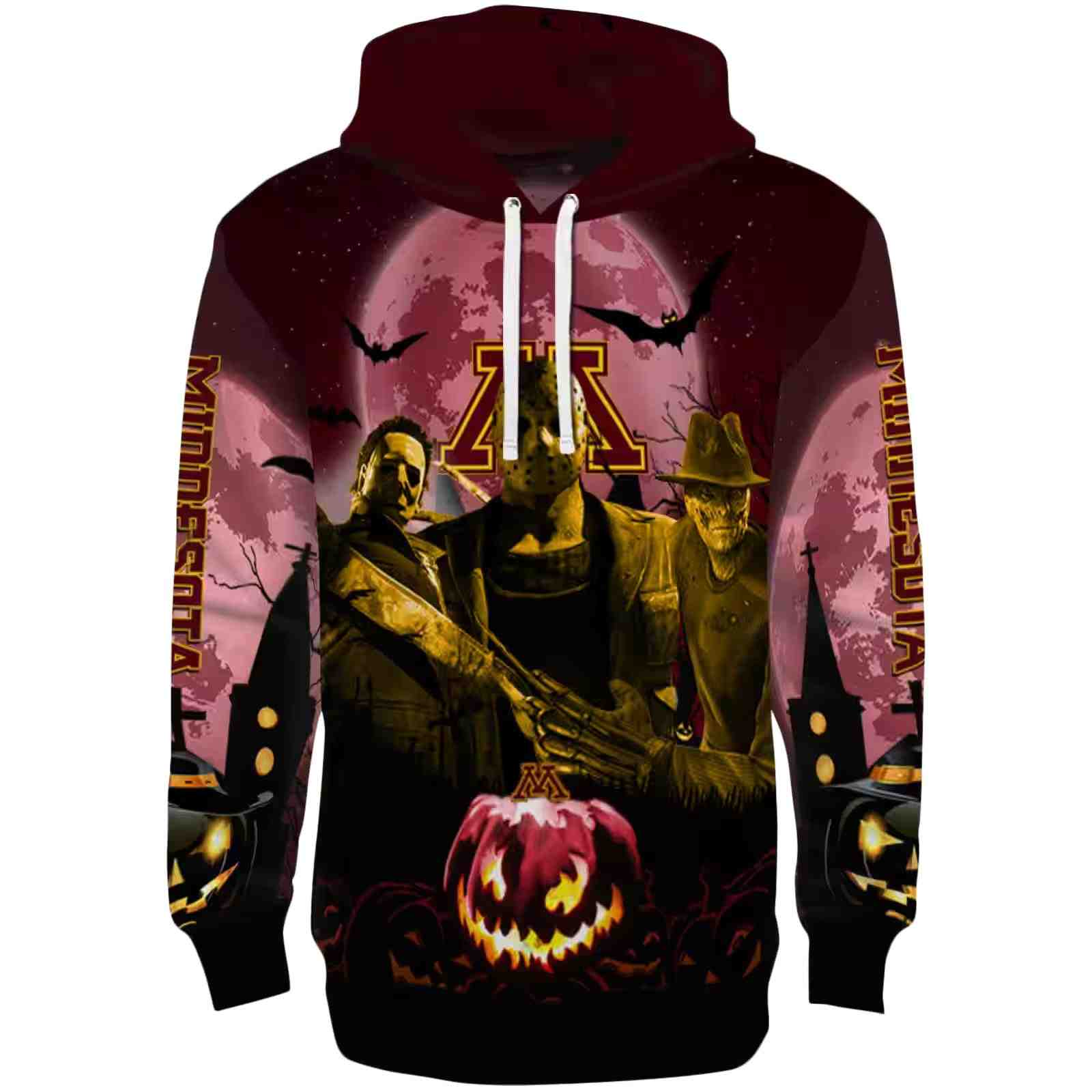 Minnesota Golden Gophers Halloween Vibes Maroon Black Hoodie