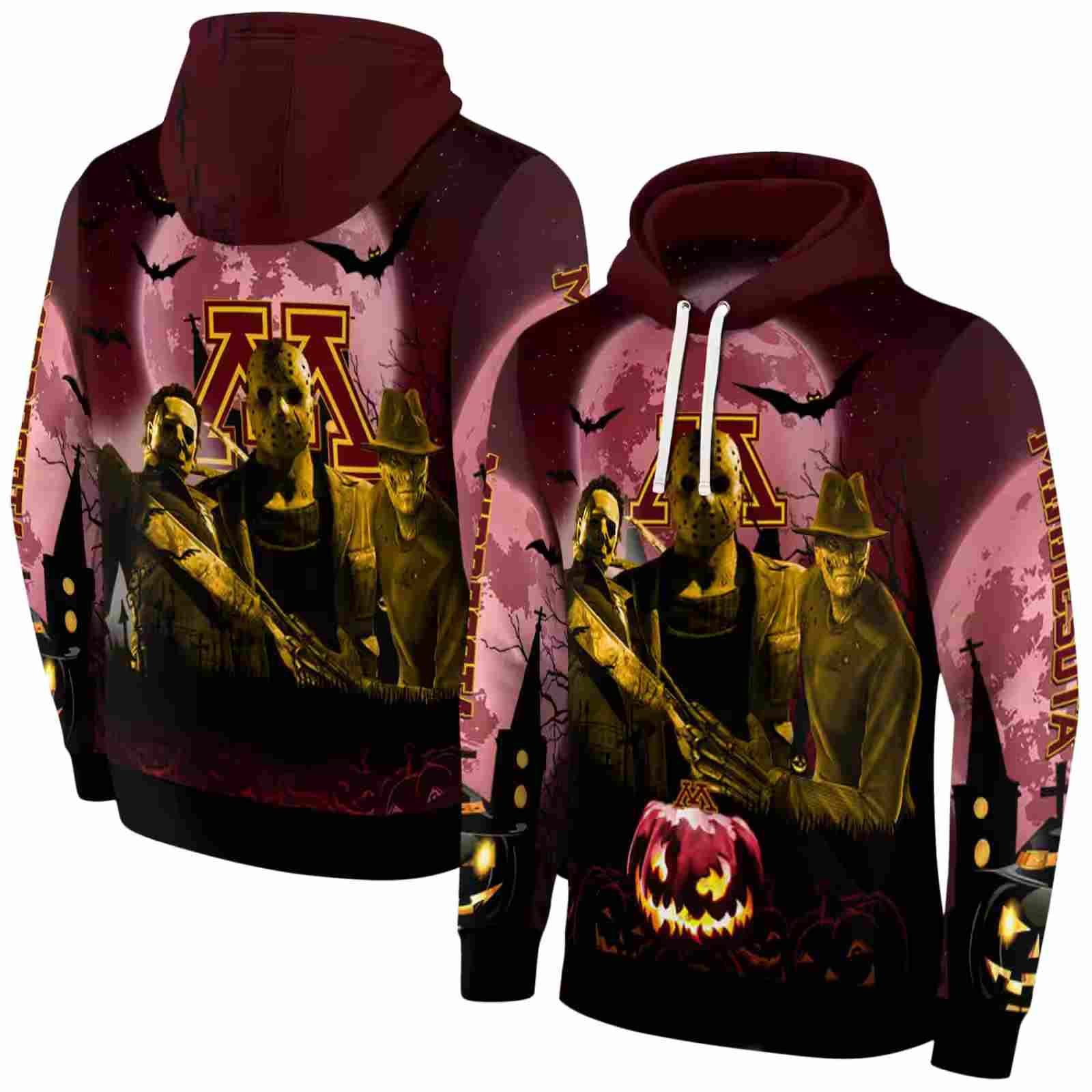 minnesota golden gophers halloween vibes maroon black hoodie fashion forward