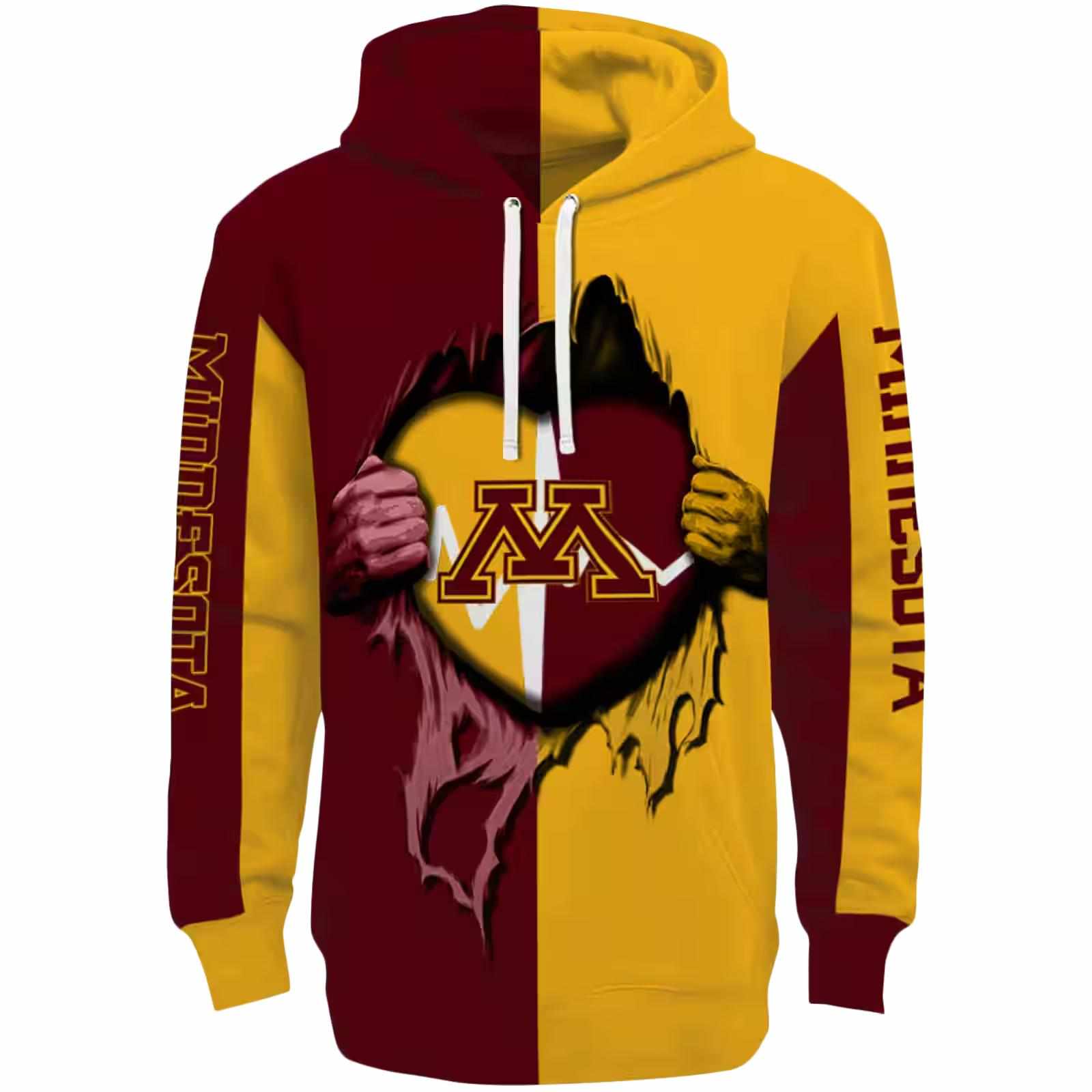 Minnesota Golden Gophers Heartbeat Graphic Maroon Hoodie