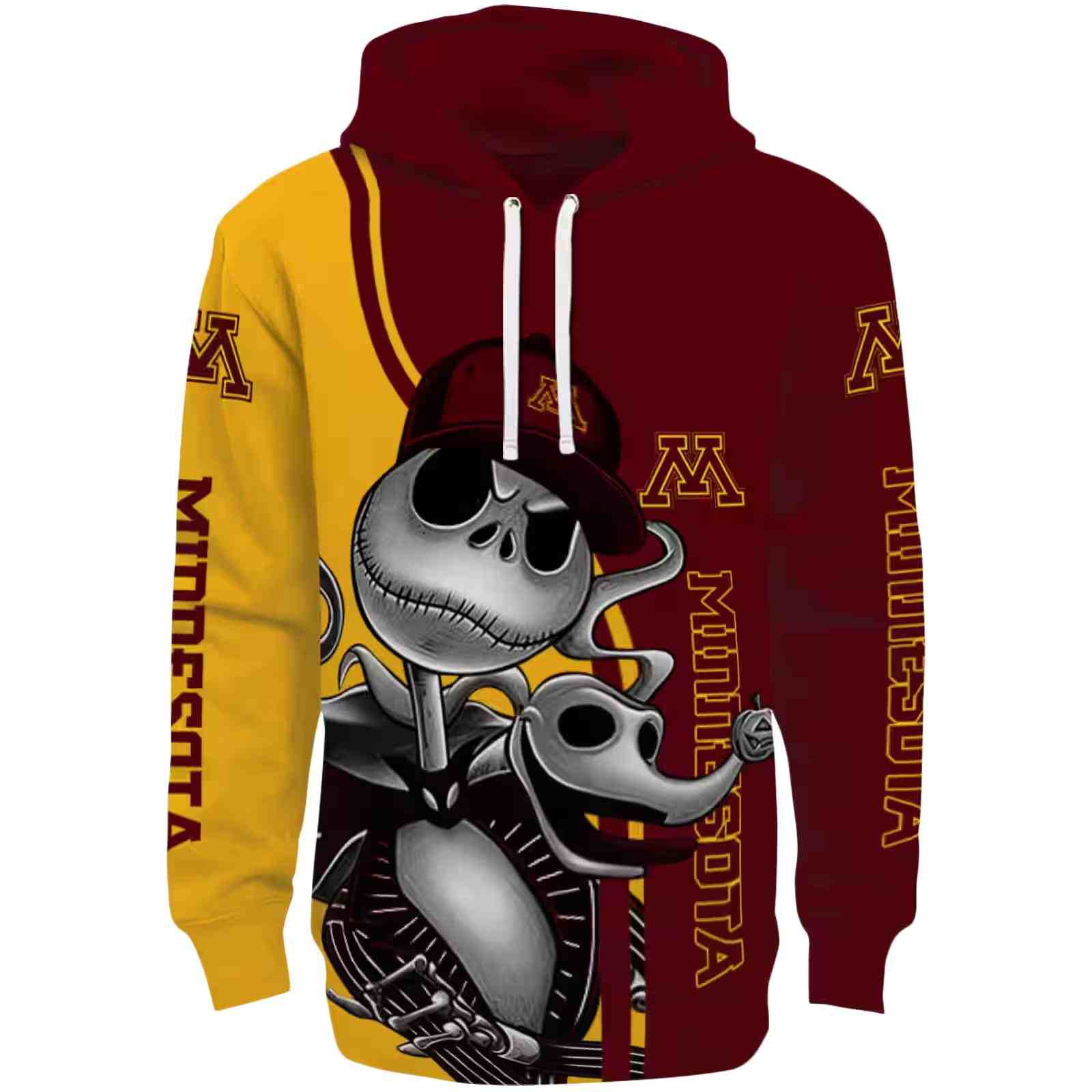 Minnesota Golden Gophers Jack Skellington Maroon Hoodie