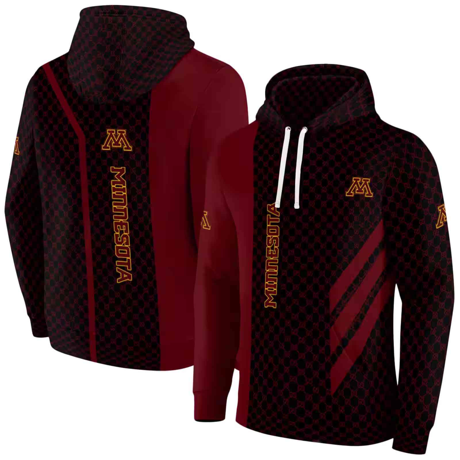 minnesota golden gophers monogram pattern maroon hoodie fashion forward