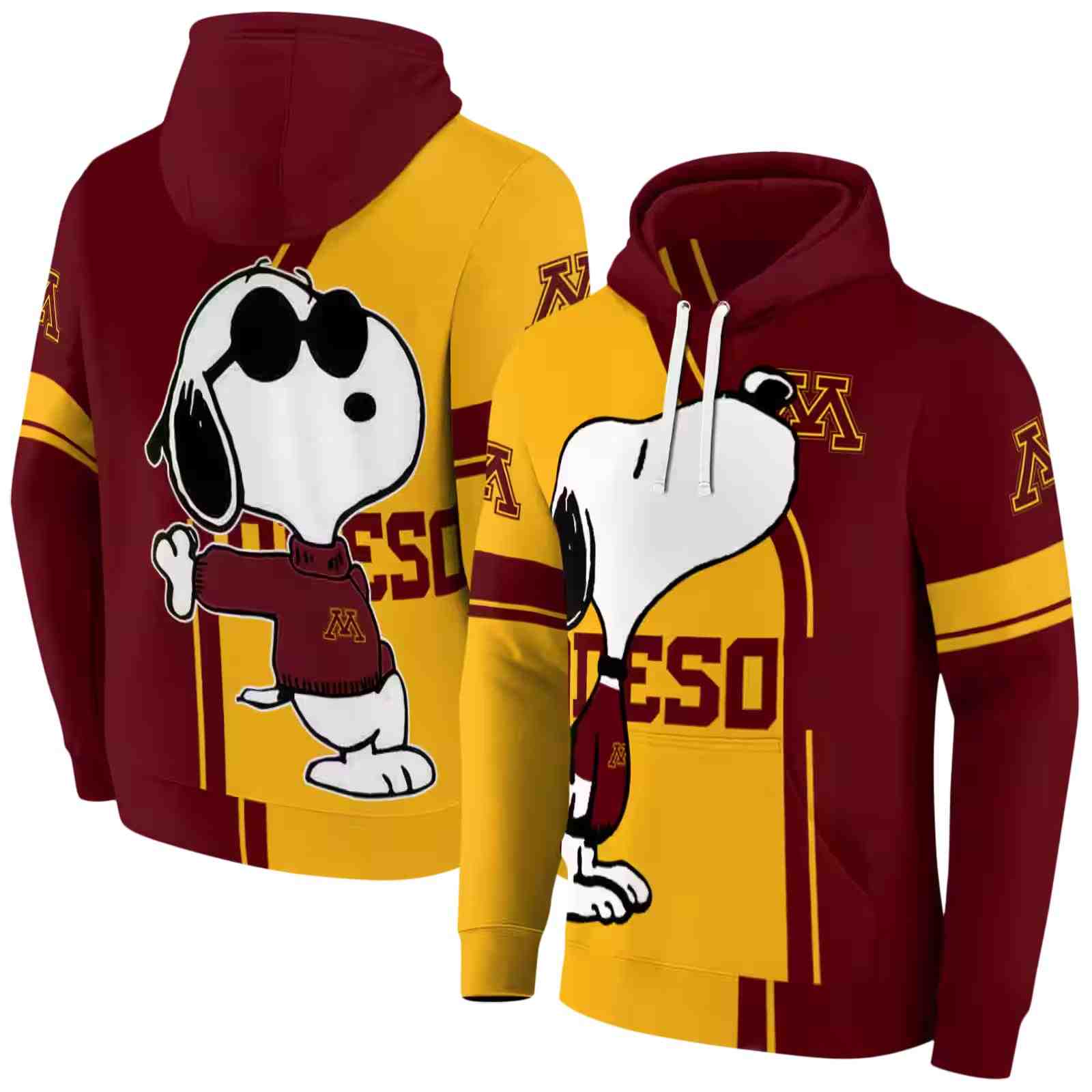 minnesota golden gophers playful snoopy maroon hoodie fashion forward