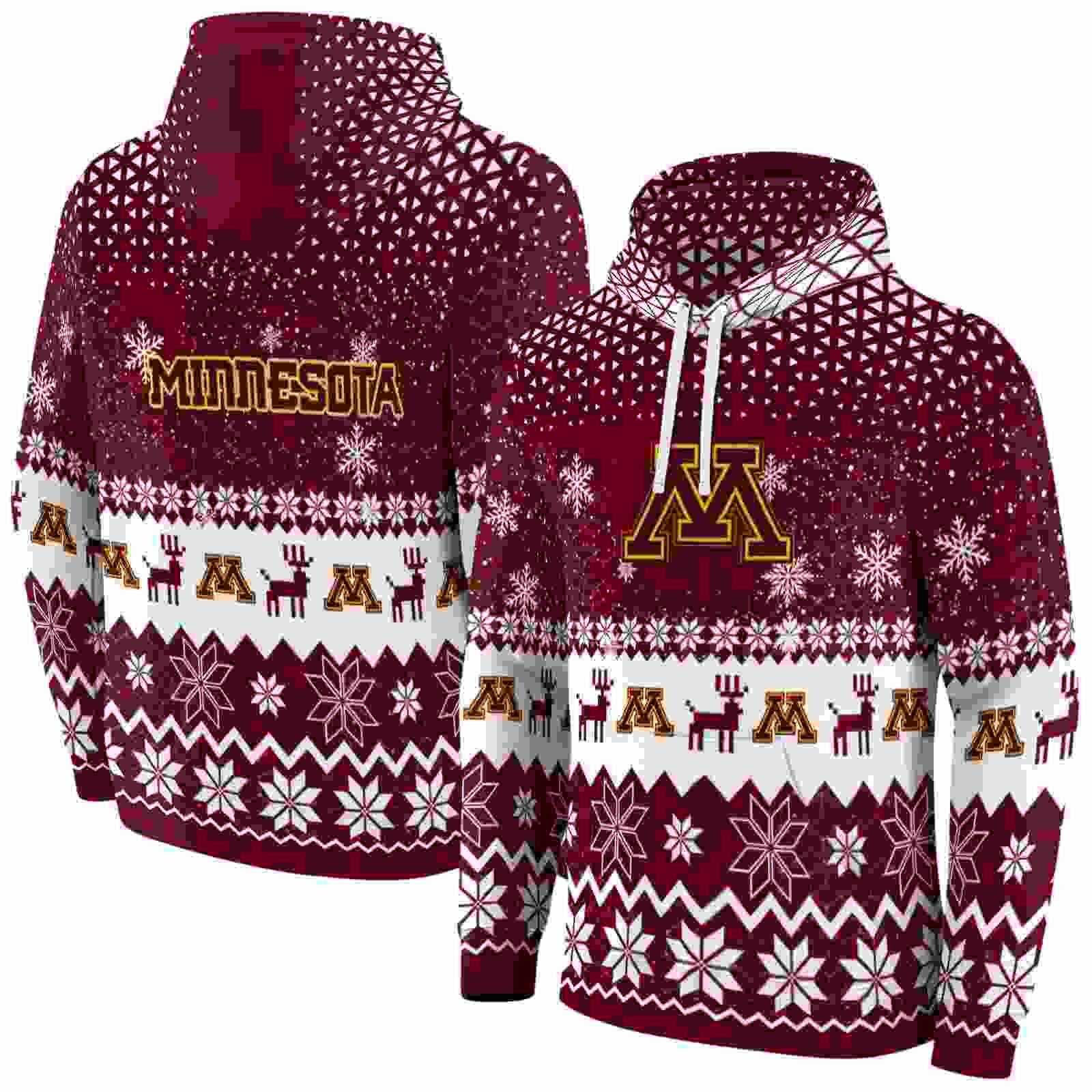minnesota golden gophers reindeer motif maroon hoodie fashion forward