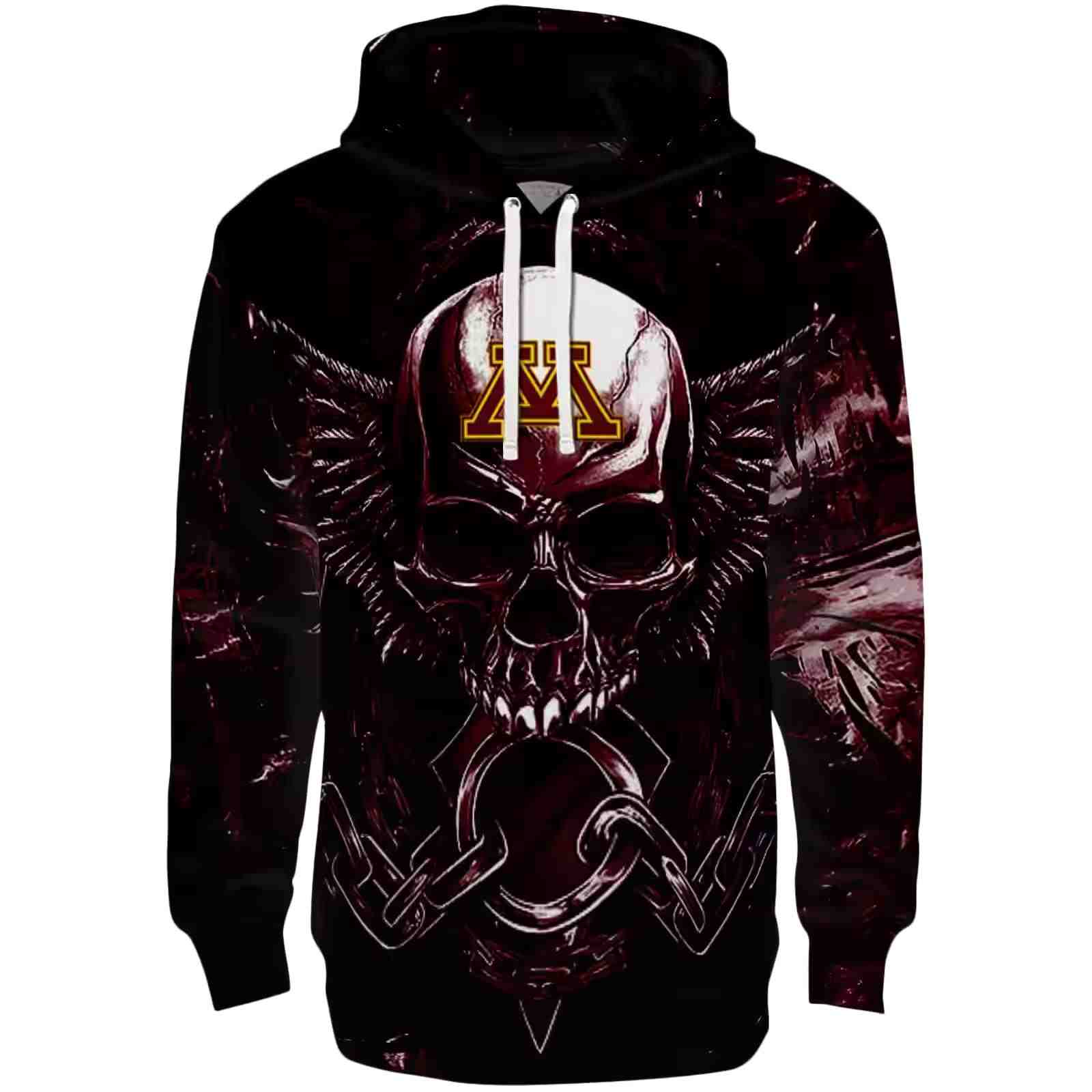 Minnesota Golden Gophers Skull Artwork Maroon Black Hoodie