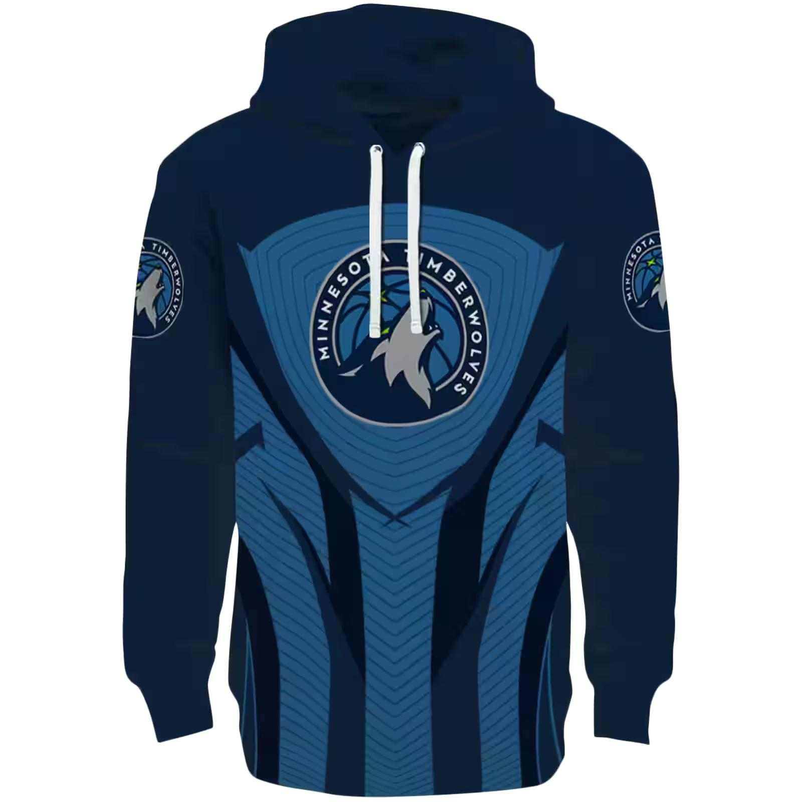 Minnesota Timberwolves Concentric Lines Midnight Blue Black Hoodie