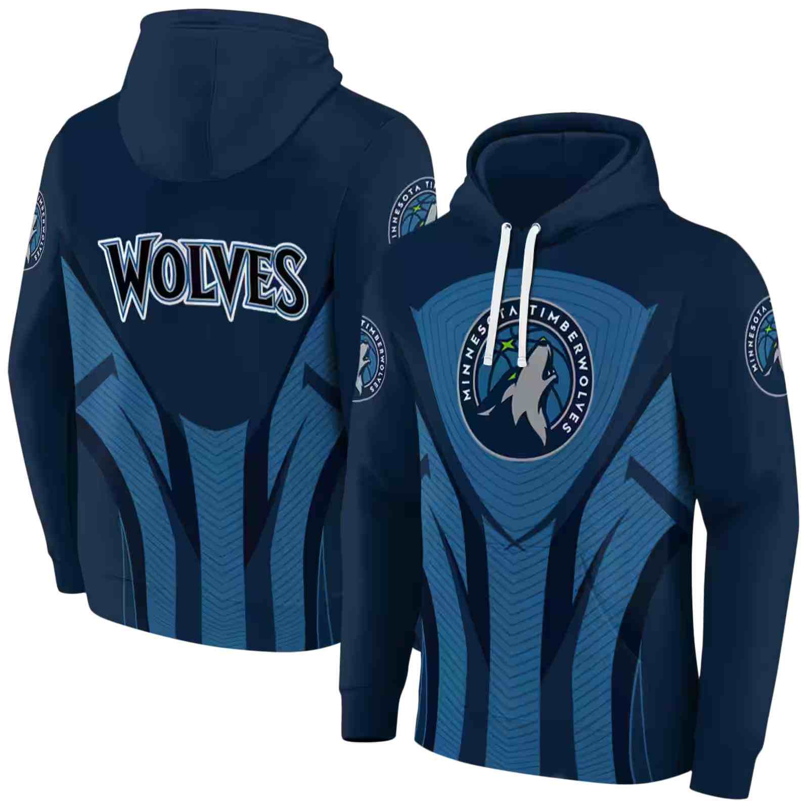 minnesota timberwolves concentric lines midnight blue black hoodie fashion forward