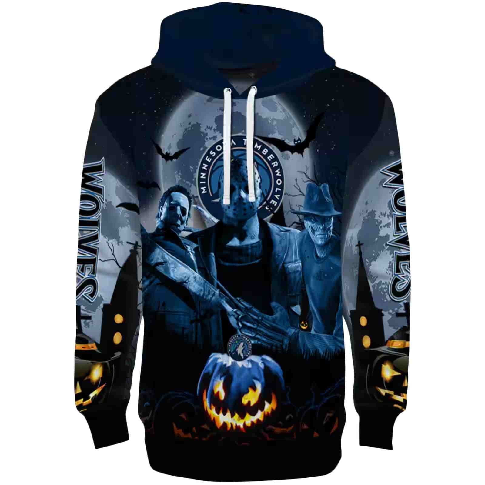 Minnesota Timberwolves Halloween Vibes Midnight Blue Black Hoodie