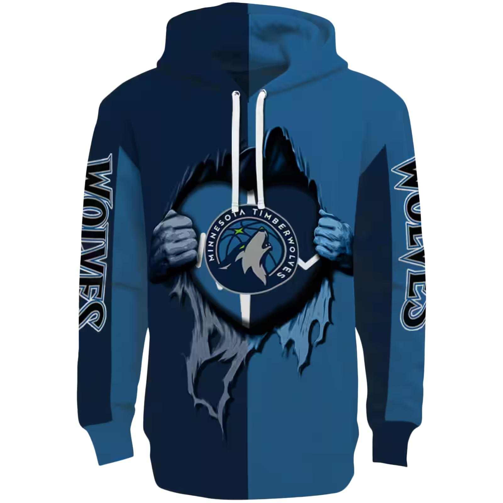 Minnesota Timberwolves Heartbeat Graphic Midnight Blue Hoodie