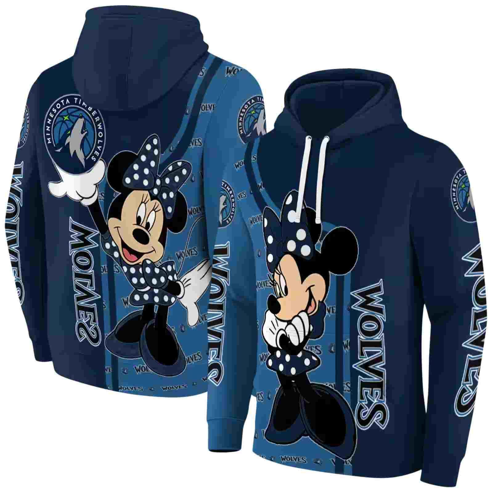 minnesota timberwolves minnie mouse midnight blue hoodie fashion forward