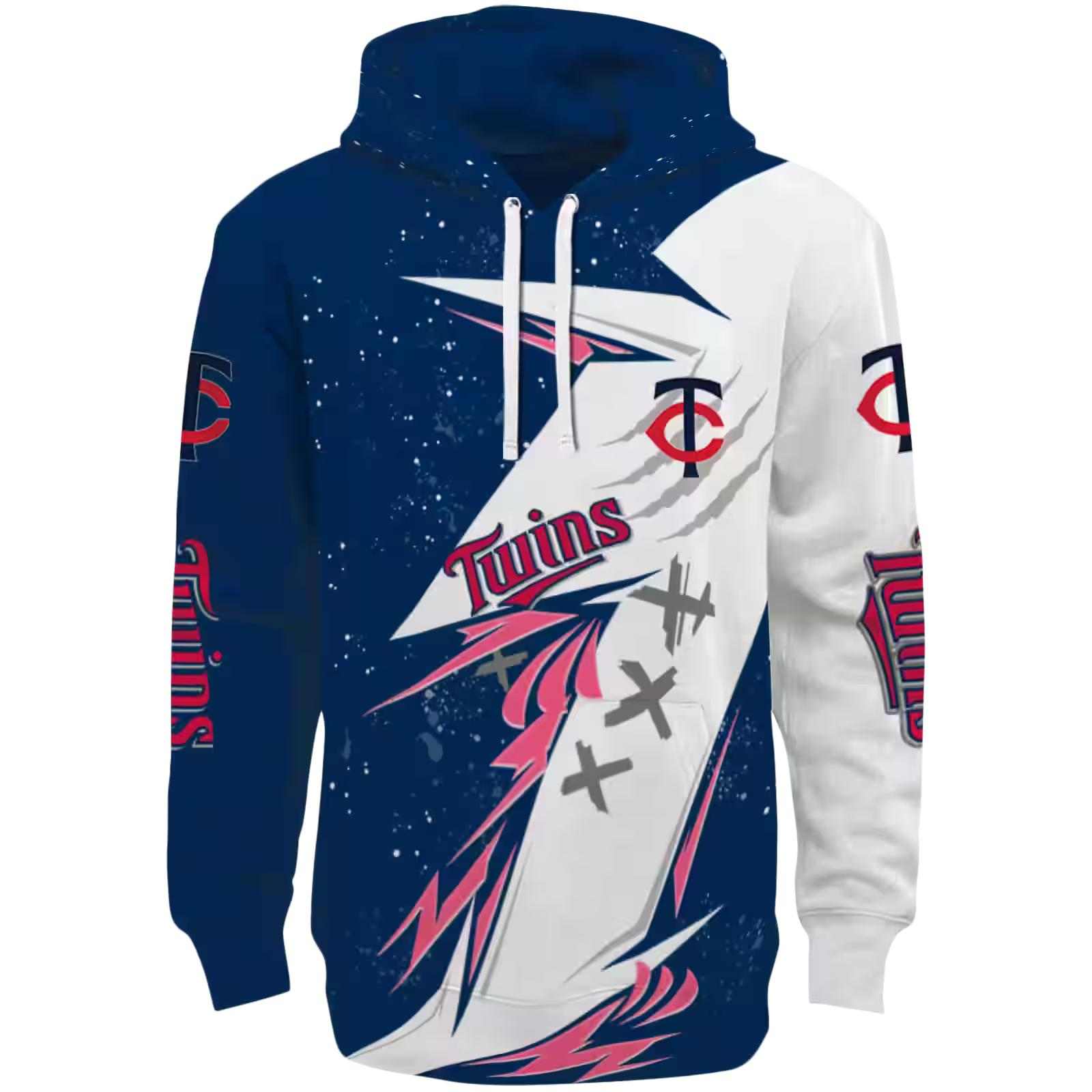 Minnesota Twins Dynamic Slash Navy White Hoodie