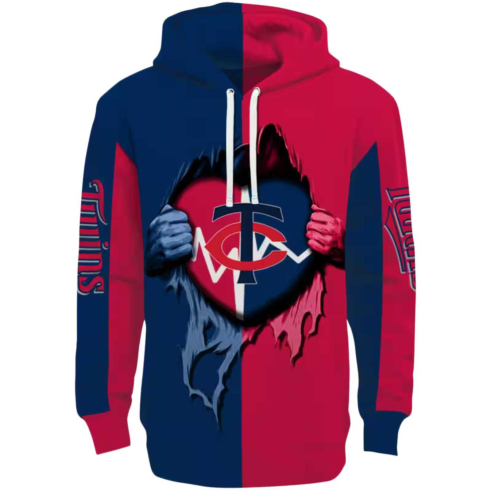 Minnesota Twins Heartbeat Graphic Navy Hoodie