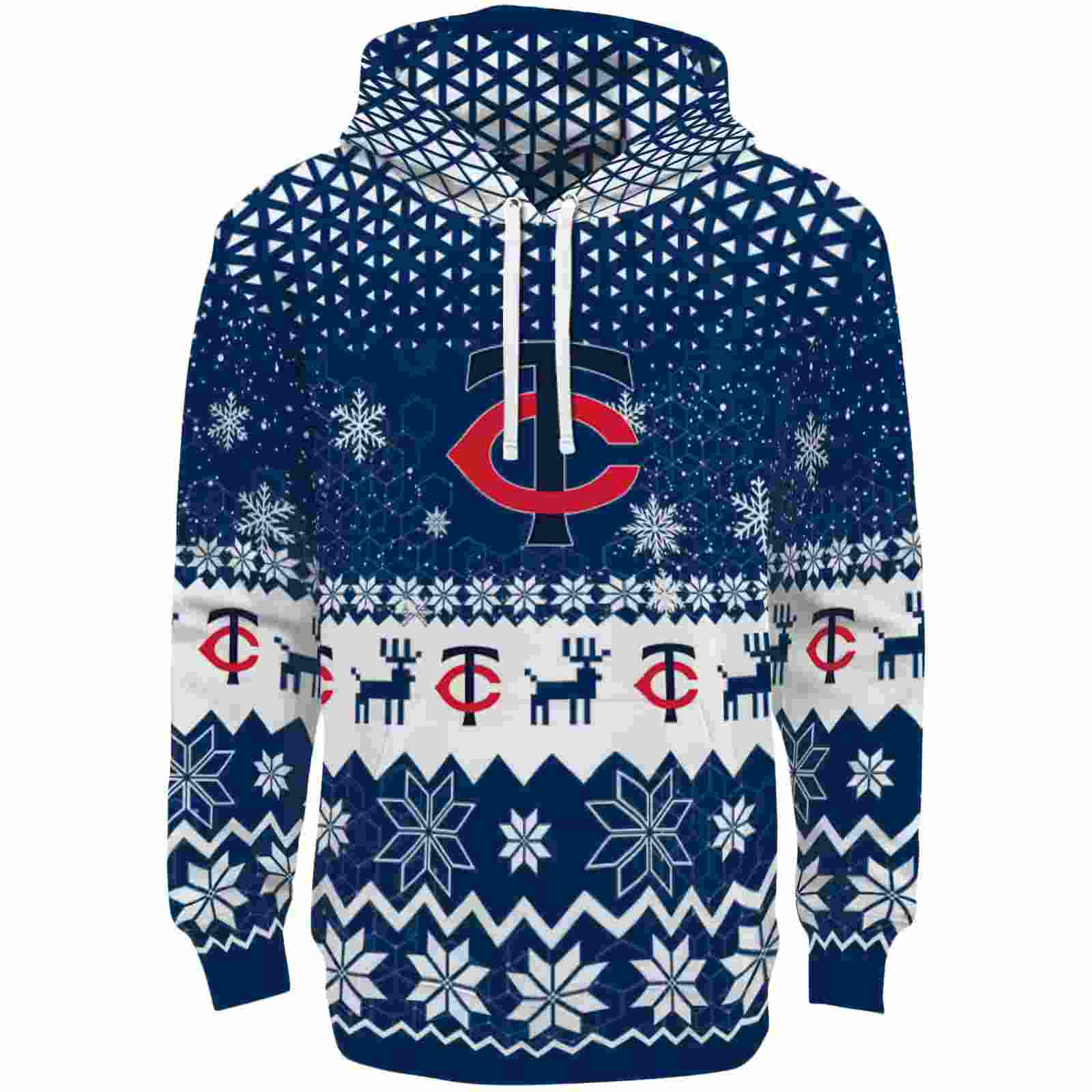 Minnesota Twins Reindeer Motif Navy Hoodie