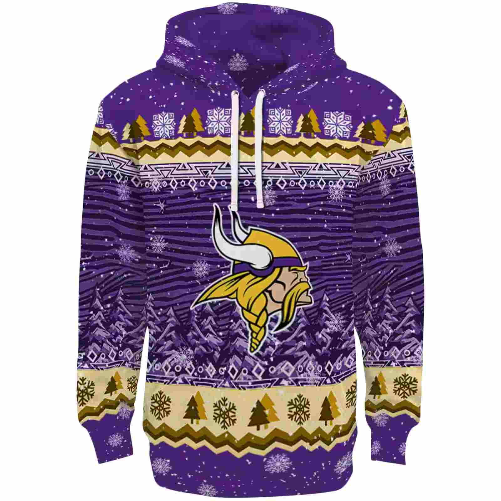 Minnesota Vikings Christmas Trees Purple Hoodie